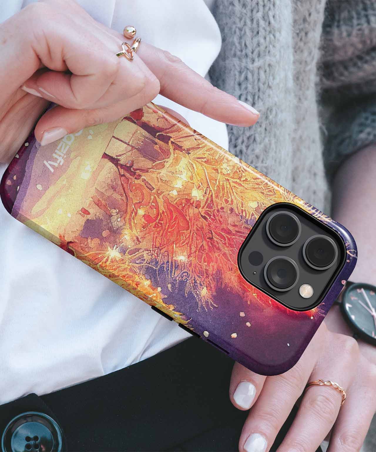 Glowing Winter Wonderland with Colorful Trees iPhone case Case Cazify - Delivery Canada