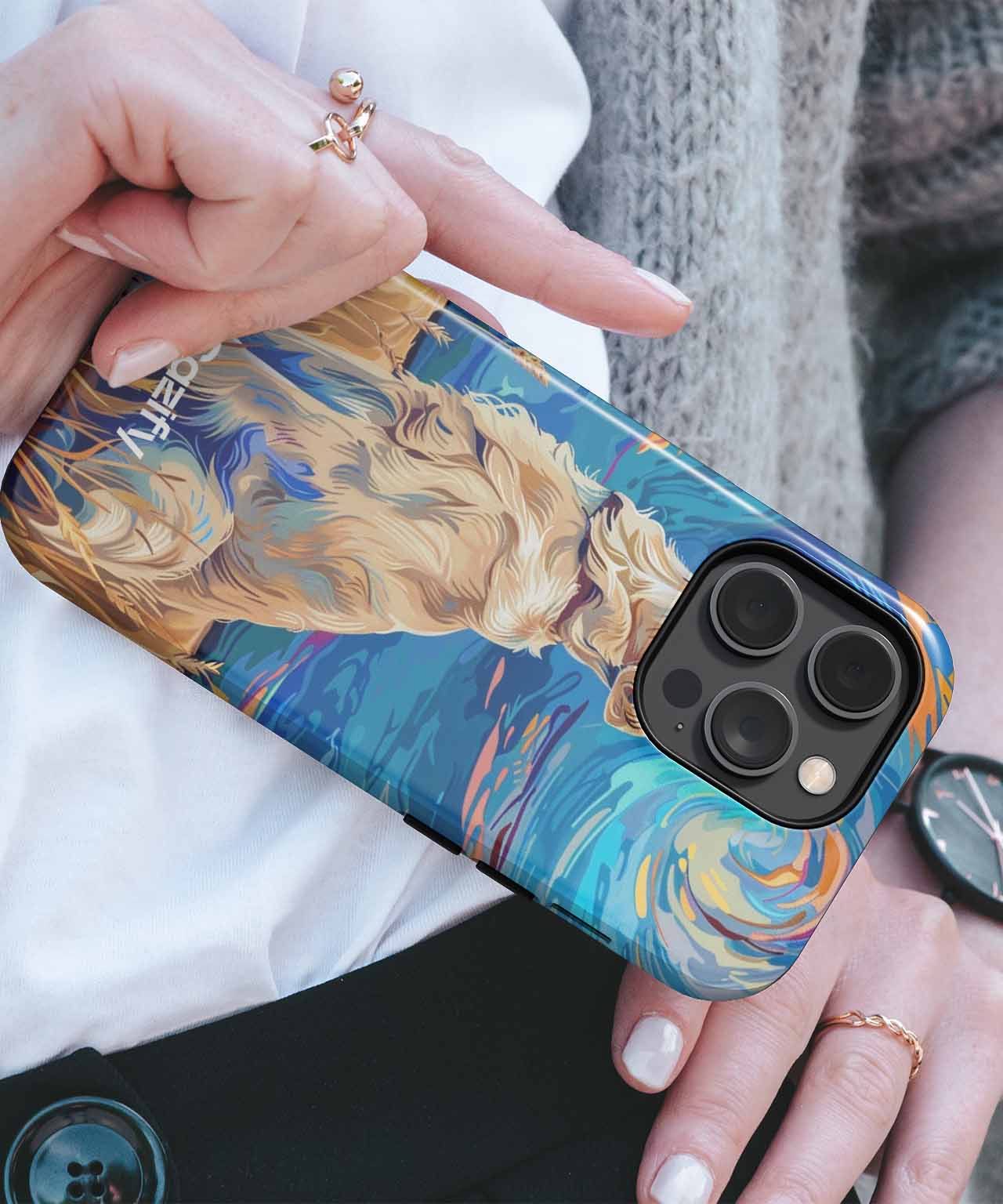 Golden Pup Chasing Cosmic Dreams iPhone case Case Cazify - Delivery Canada