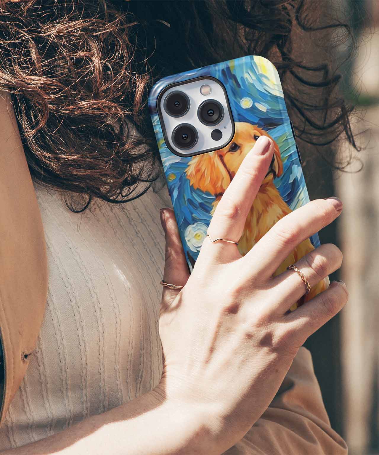 Golden Pup Enjoys Starry Nights iPhone case Case Cazify - Delivery Canada