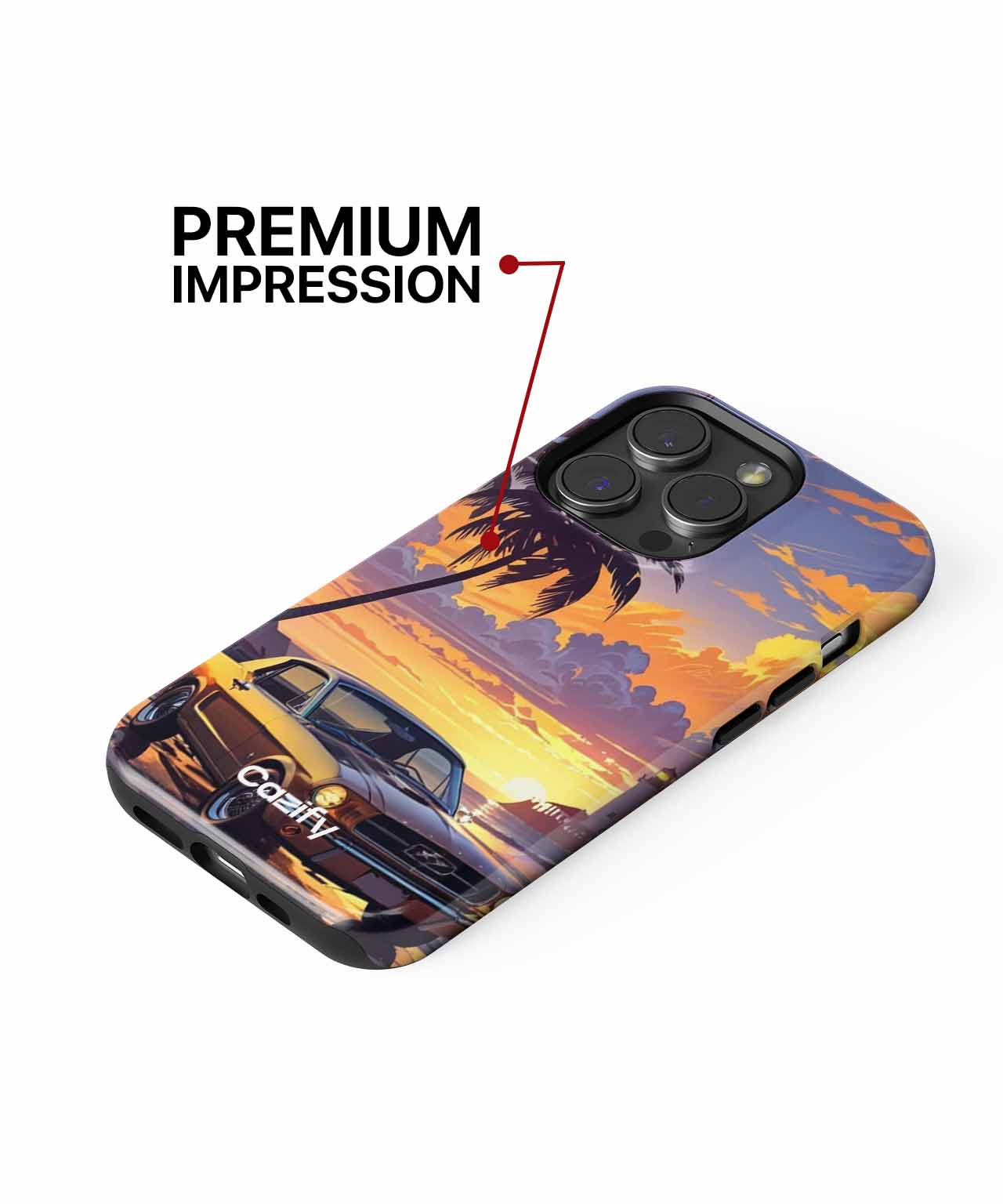 Golden Sunset Vibes with Classic Ride iPhone case Case Cazify - Delivery Canada