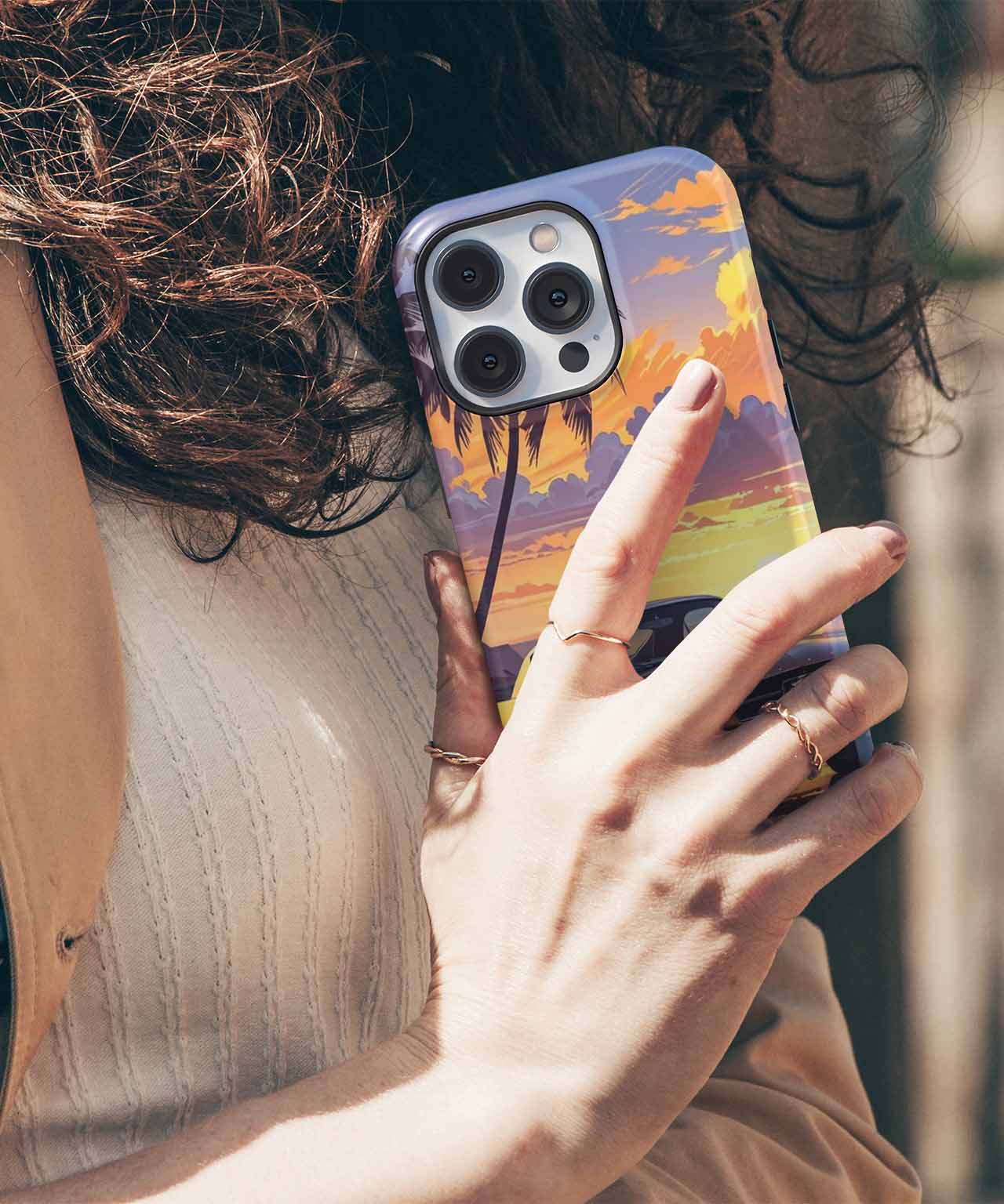 Golden Sunset Vibes with Classic Ride iPhone case Case Cazify - Delivery Canada