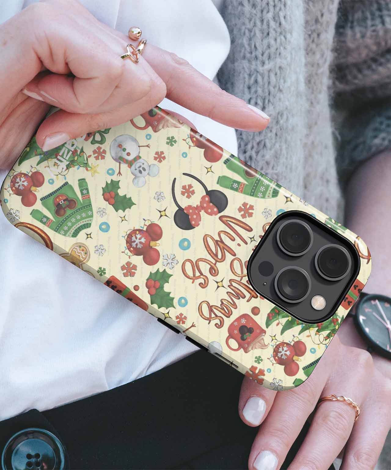 Jolly Festive Cheerful Vibes with Snowmen and Trees iPhone case Case Cazify - Delivery Canada