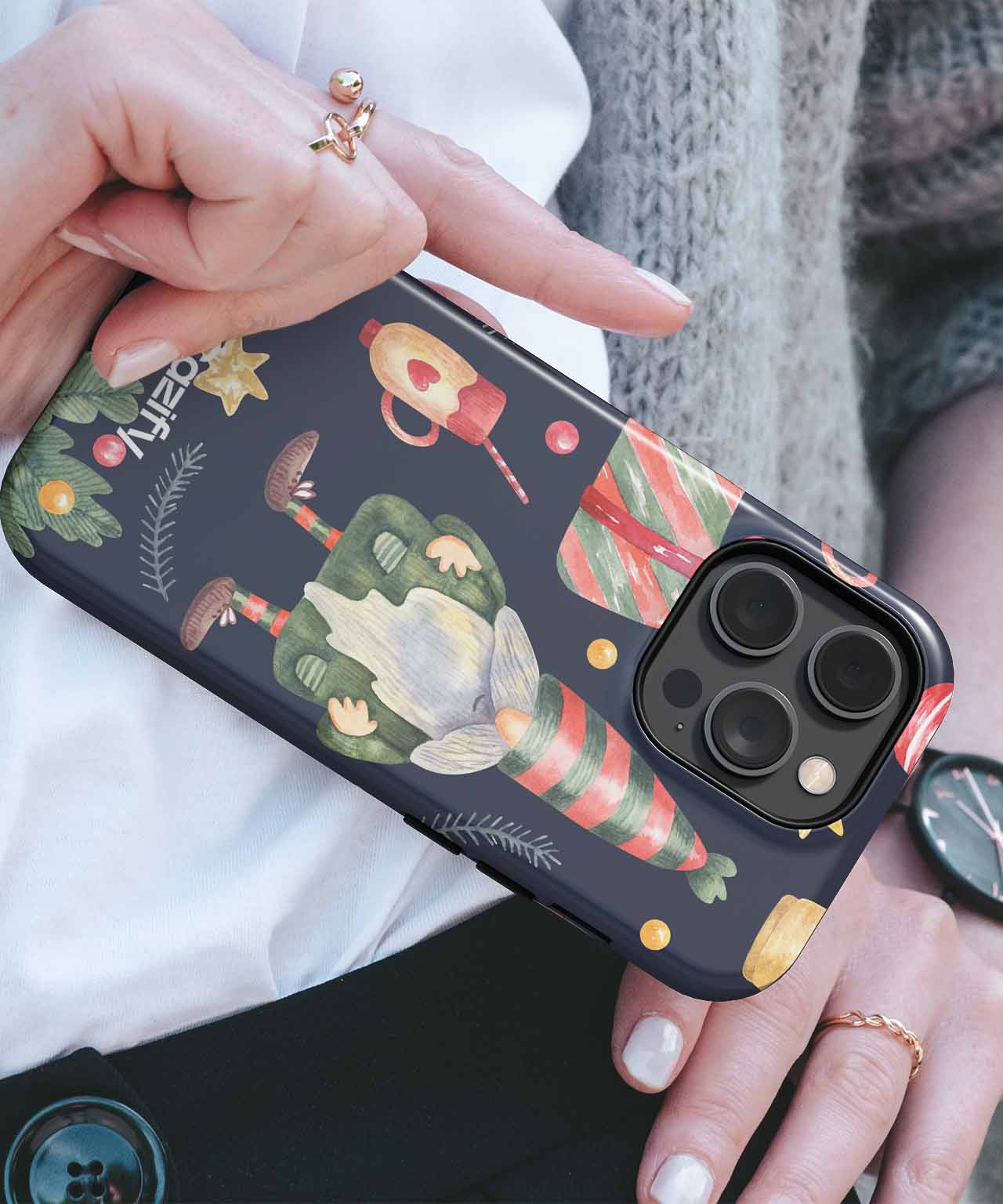 Jolly Gnome with Festive Treats and Cheer iPhone case Case Cazify - Delivery Canada