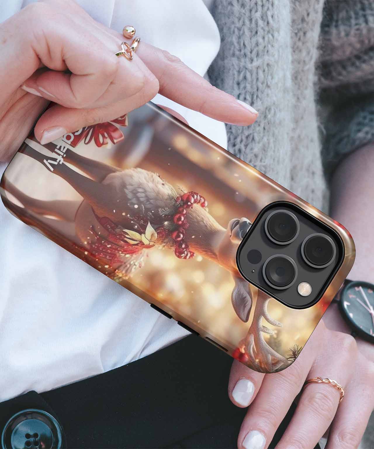 Jolly Reindeer in a Festive Pose iPhone case Case Cazify - Delivery Canada