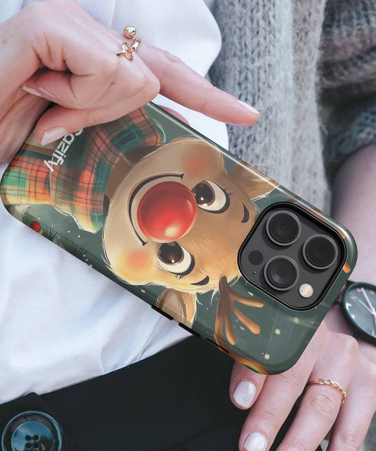 Jolly Reindeer Warming Up for Winter iPhone case Case Cazify - Delivery Canada