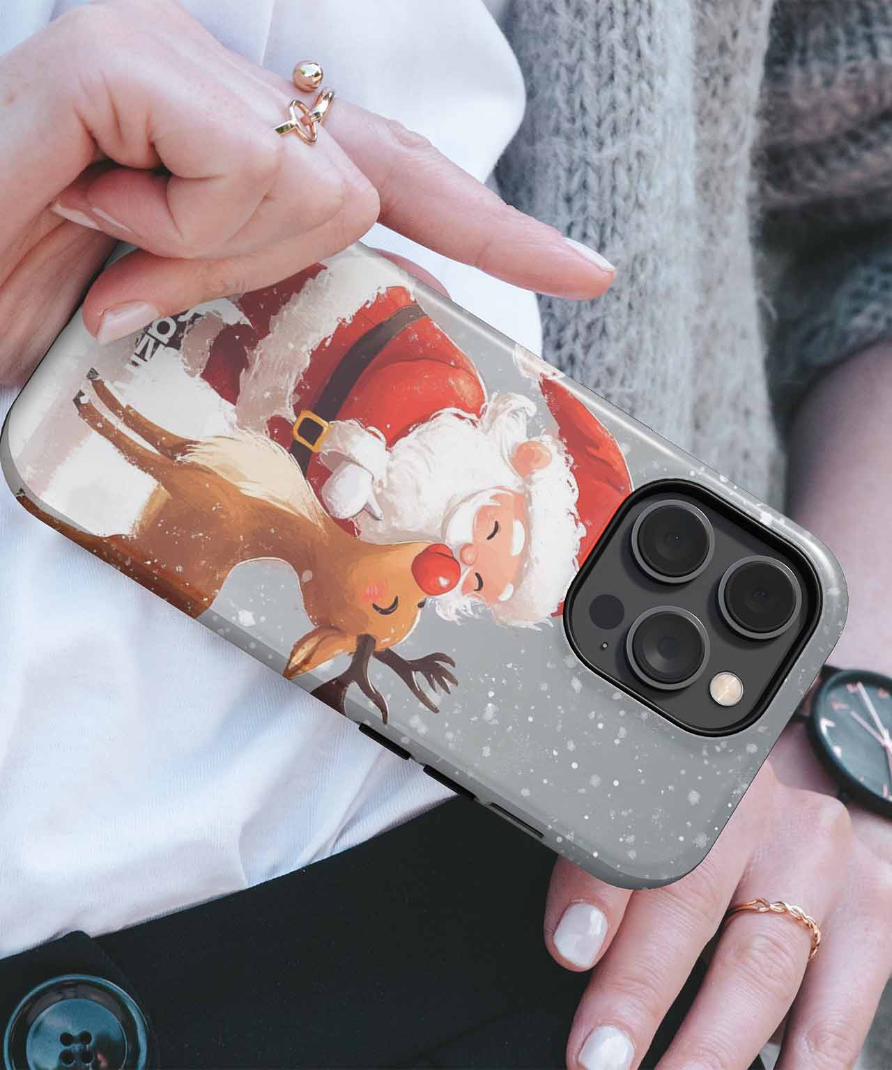Jolly Santa and Reindeer Friendship iPhone case Case Cazify - Delivery Canada