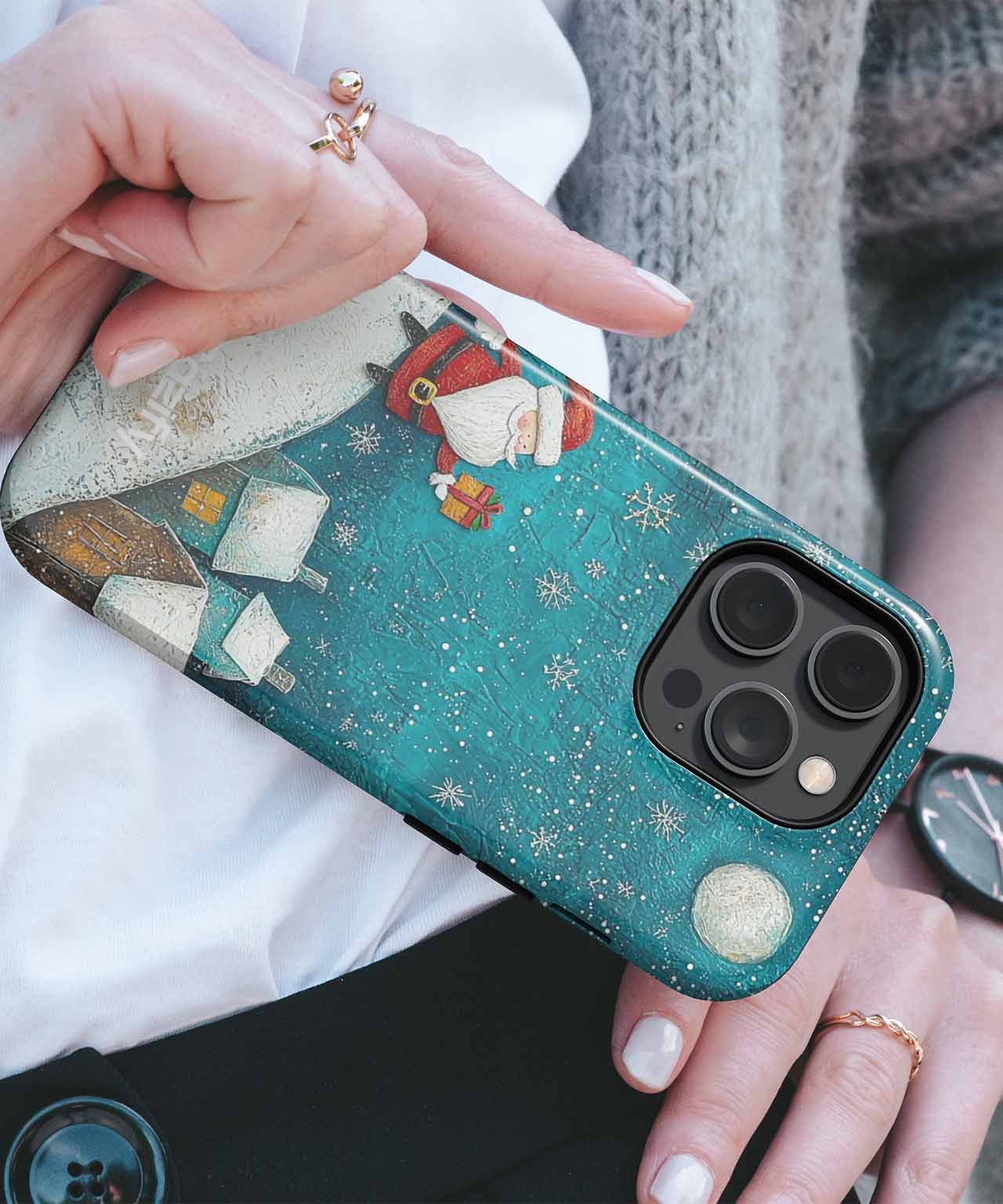 Jolly Santa on a Snowy Rooftop iPhone case Case Cazify - Delivery Canada