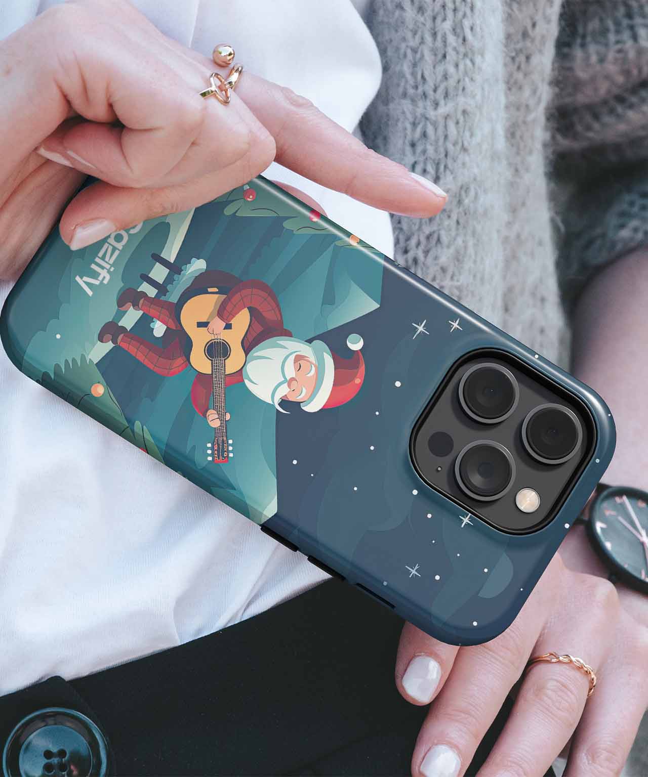 Jolly Santa Strumming Under the Stars iPhone case Case Cazify - Delivery Canada