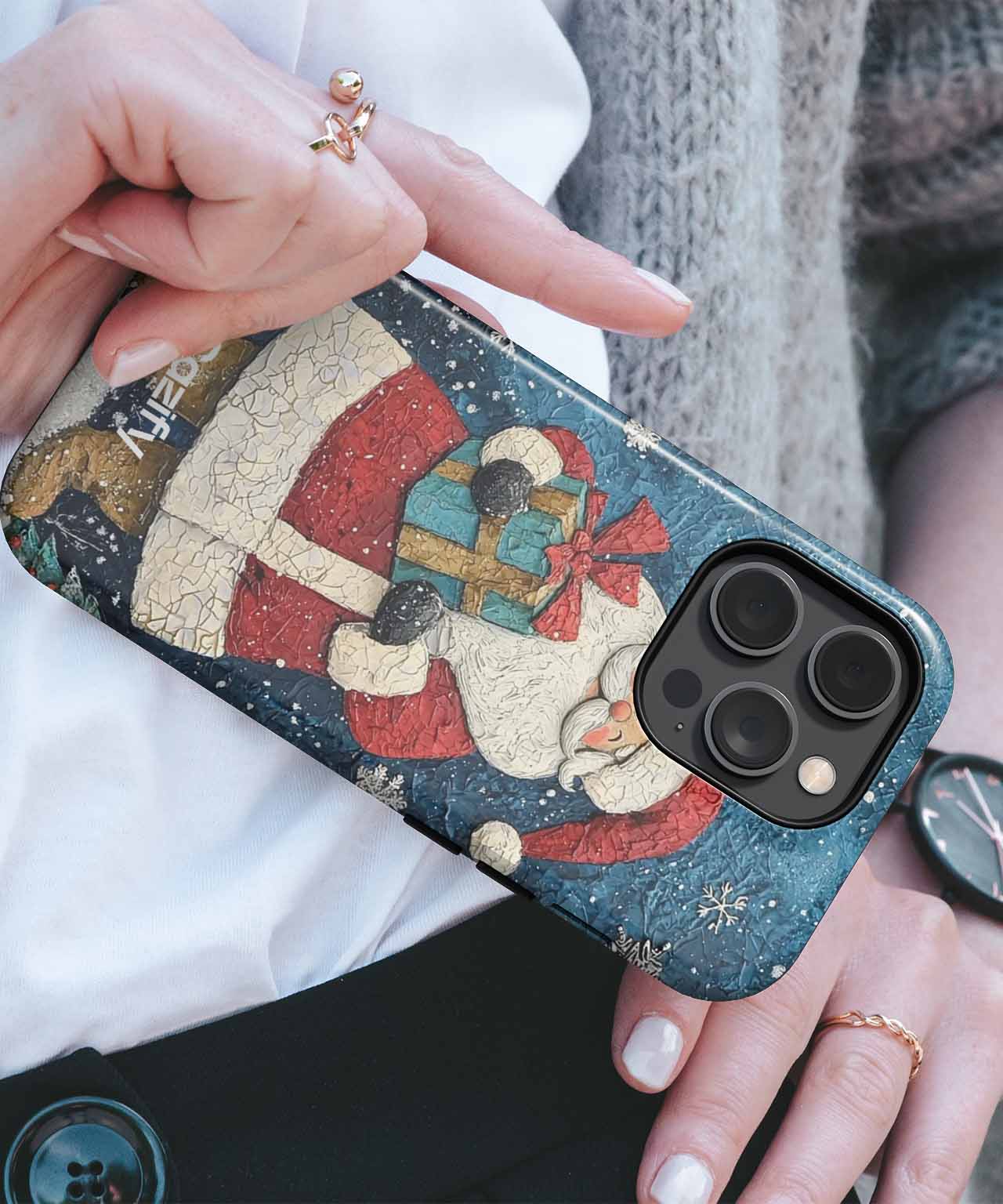 Jolly Santa with His Gift Bundle iPhone case Case Cazify - Delivery Canada