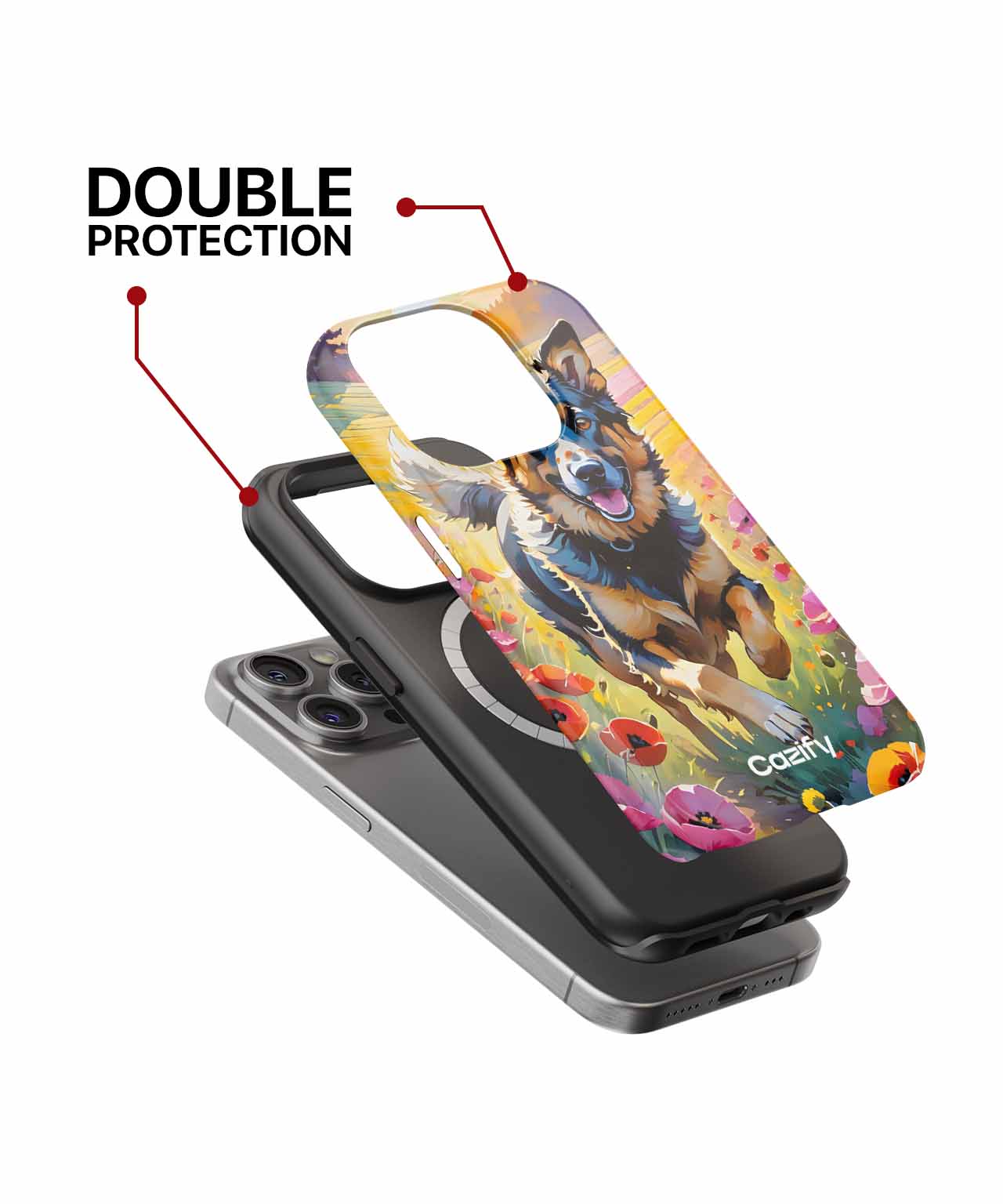 Joyful Dog Bounding Through Blooms iPhone case Case Cazify - Delivery Canada