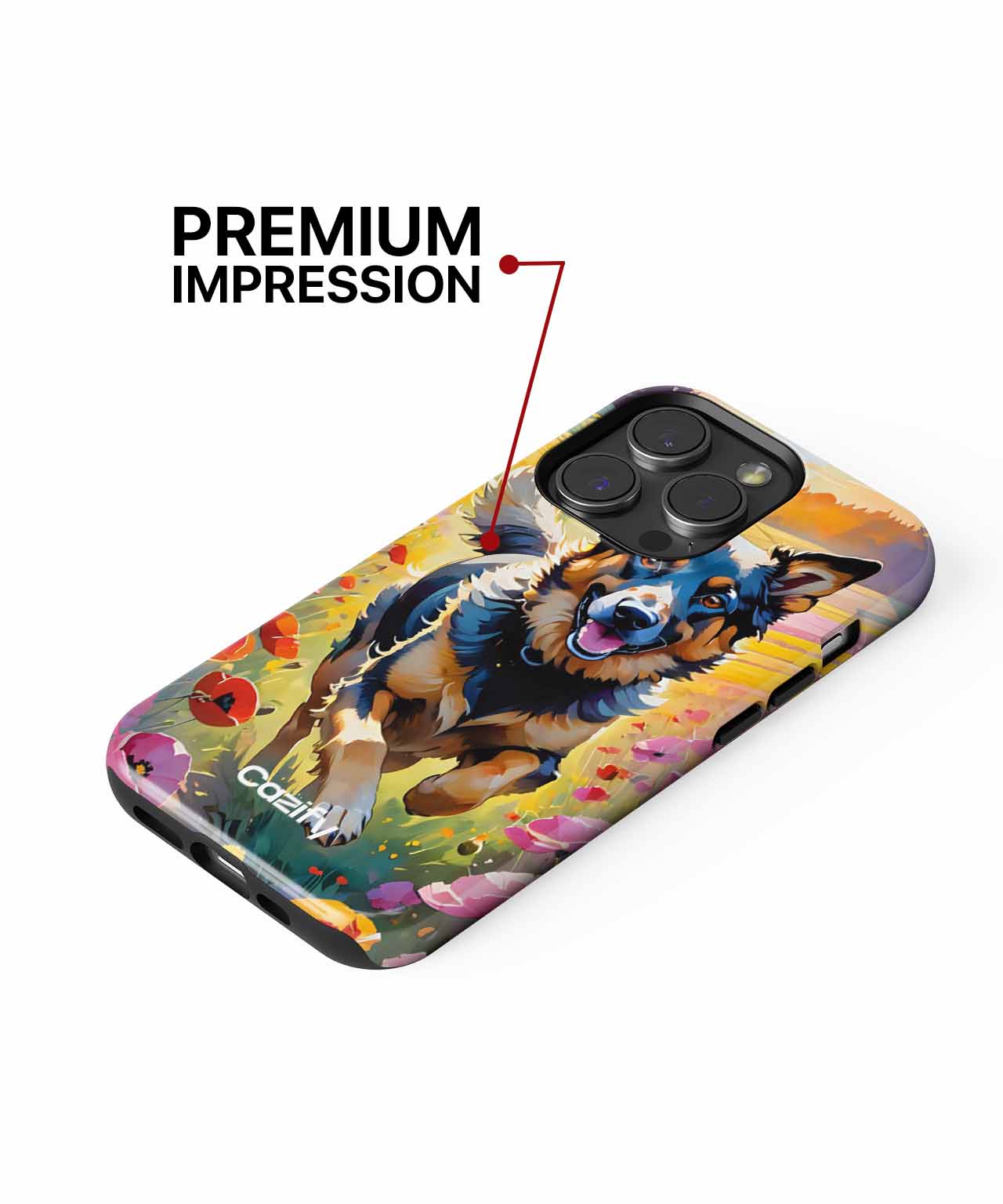 Joyful Dog Bounding Through Blooms iPhone case Case Cazify - Delivery Canada