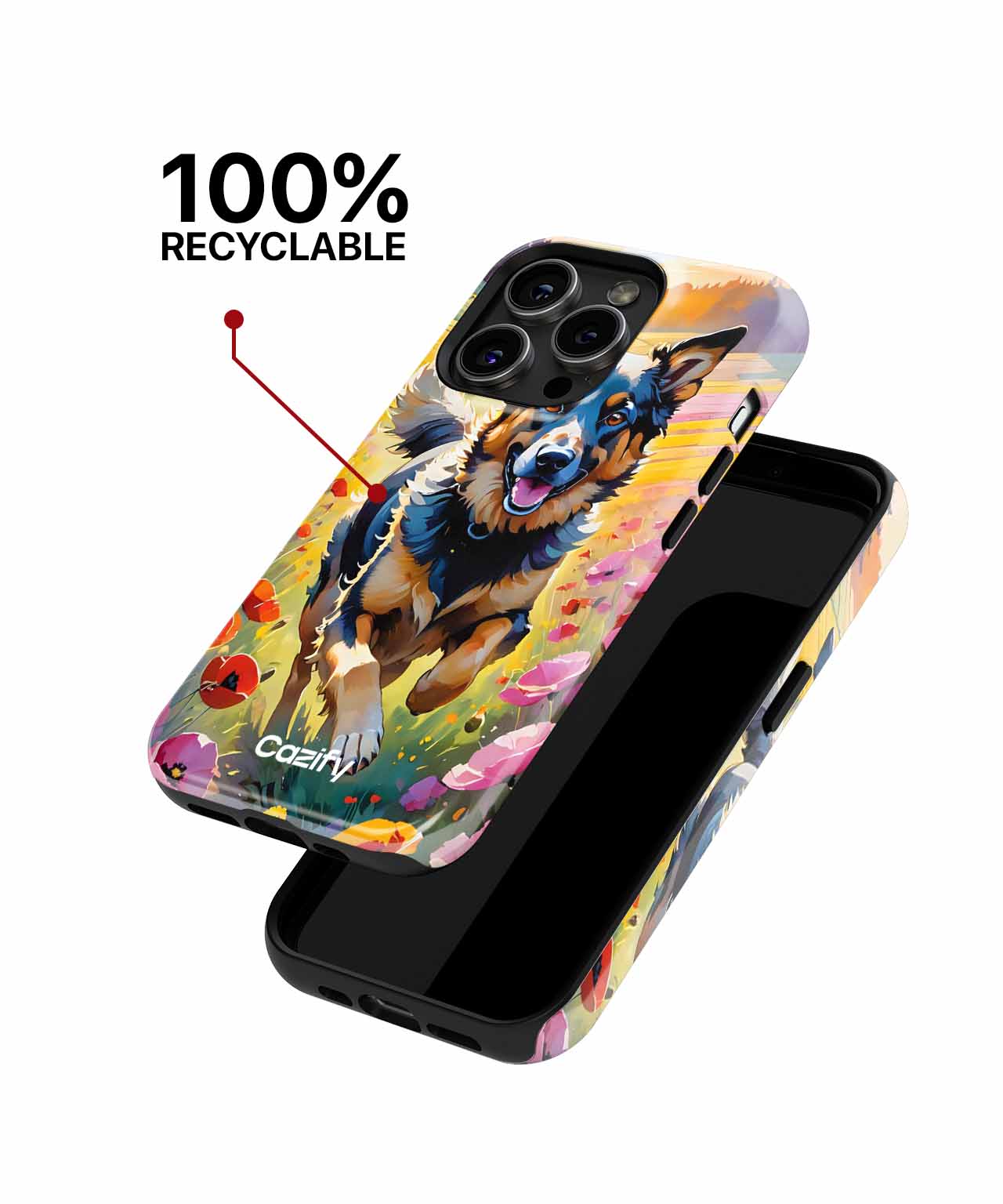 Joyful Dog Bounding Through Blooms iPhone case Case Cazify - Delivery Canada