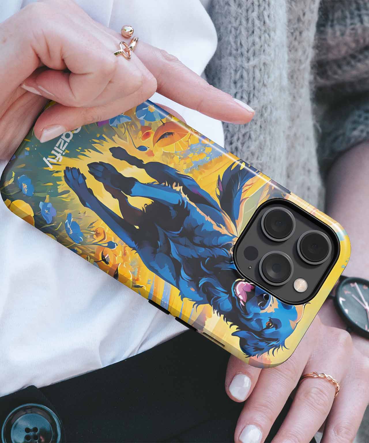 Joyful Dog Running Through Blossoms iPhone case Case Cazify - Delivery Canada