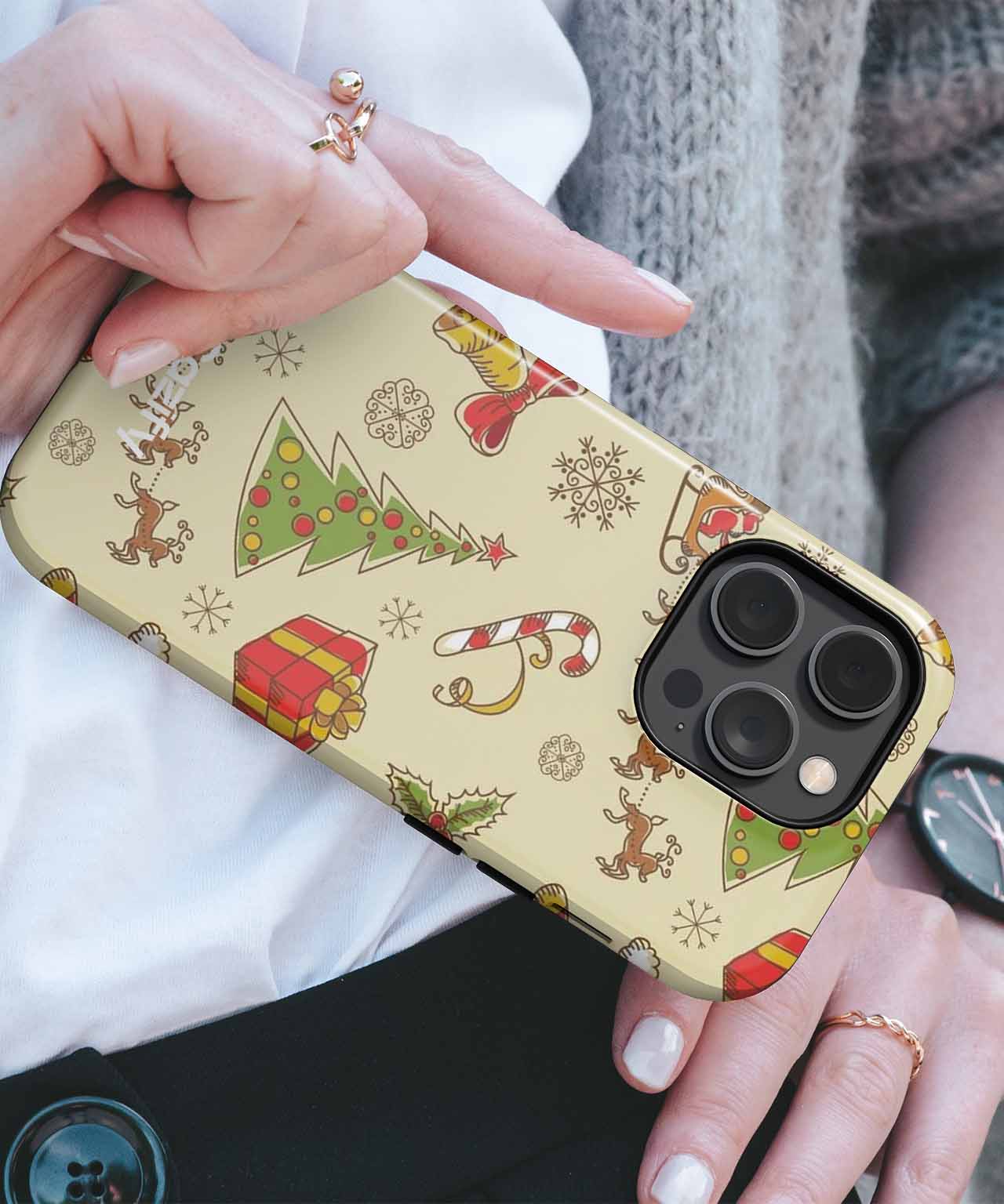 Joyful Holiday Cheer with Gifts and Reindeer iPhone case Case Cazify - Delivery Canada