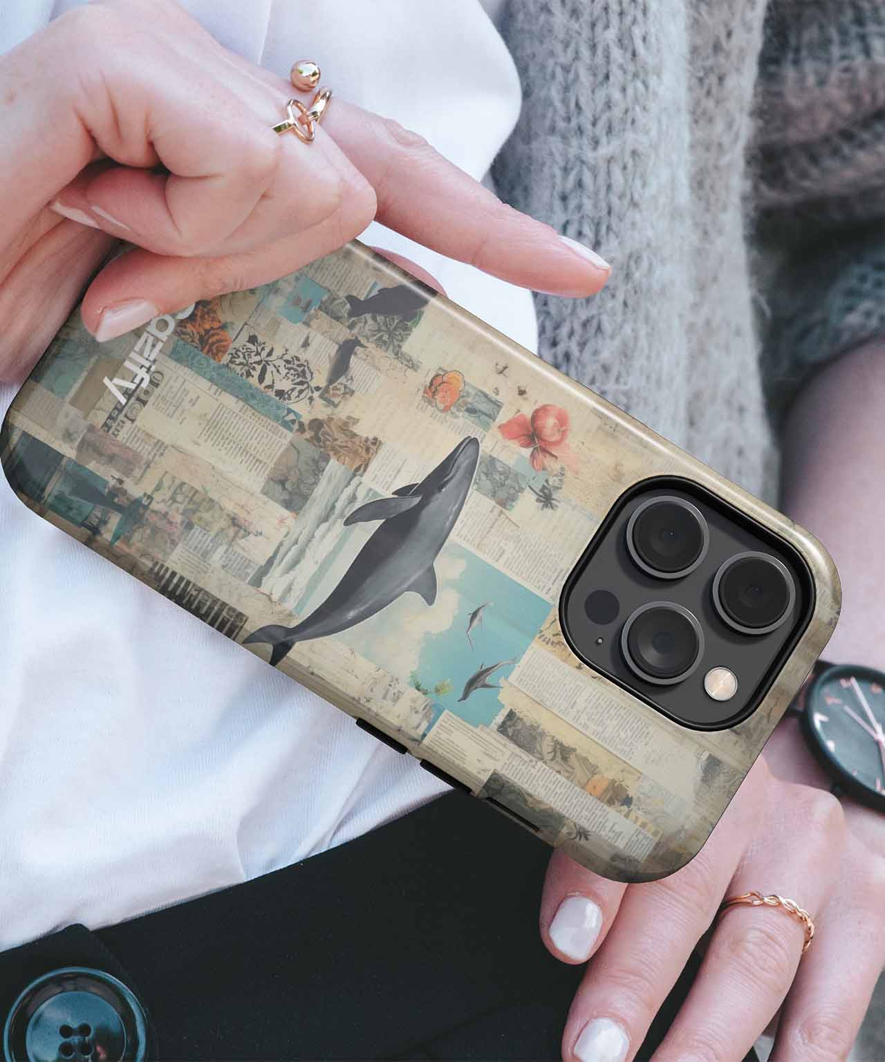 Joyful Ocean Dance with Floral Delight iPhone case Case Cazify - Delivery Canada