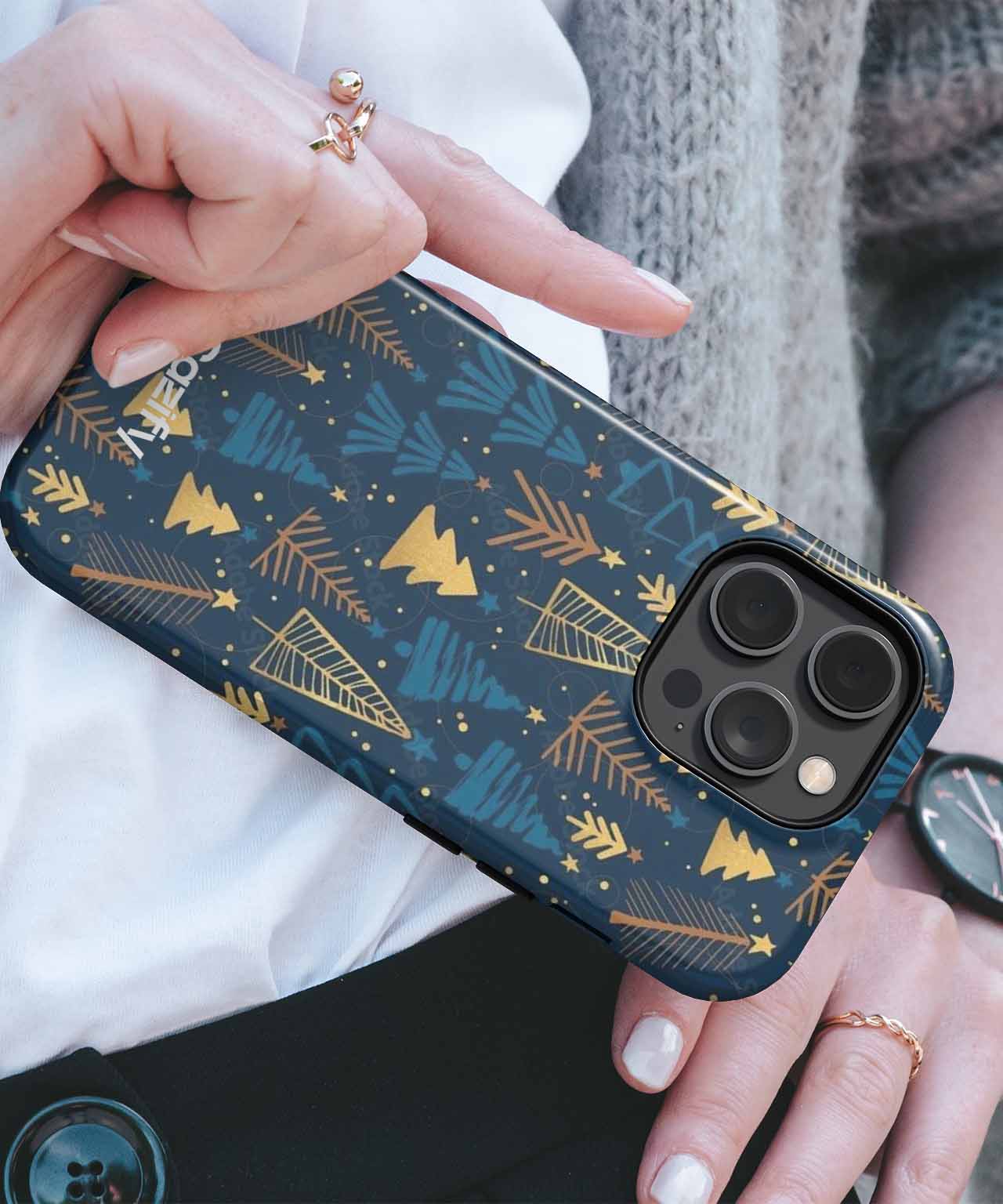 Joyful Whimsical Forest of Gold Trees iPhone case Case Cazify - Delivery Canada