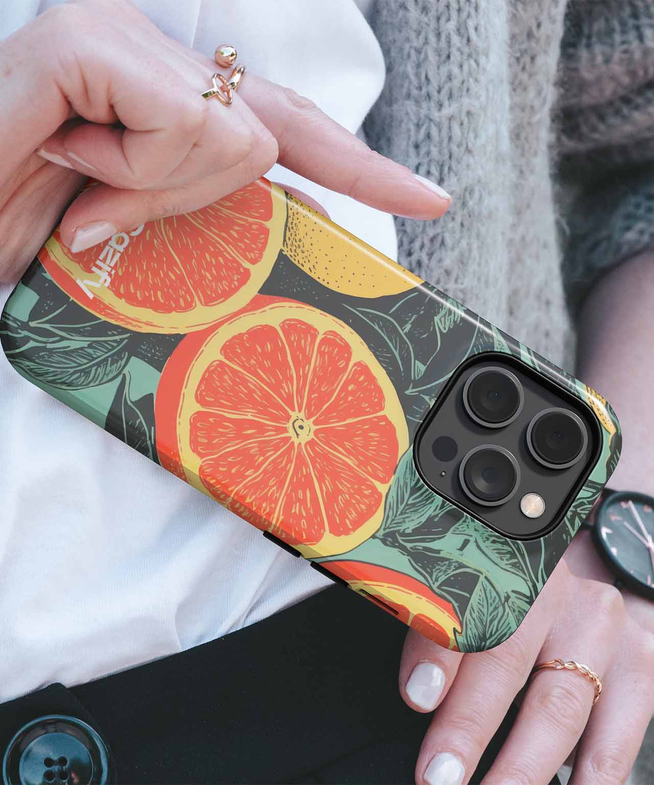 Juicy Citrus Delight Surrounded by Leaves iPhone case Case Cazify - Delivery Canada