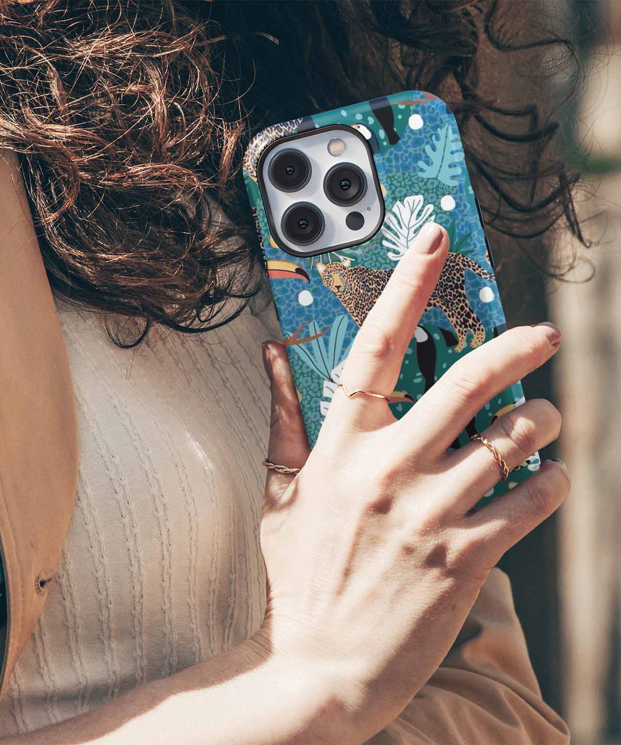 Jungle Party with Leopards and Toucans iPhone case Case Cazify - Delivery Canada