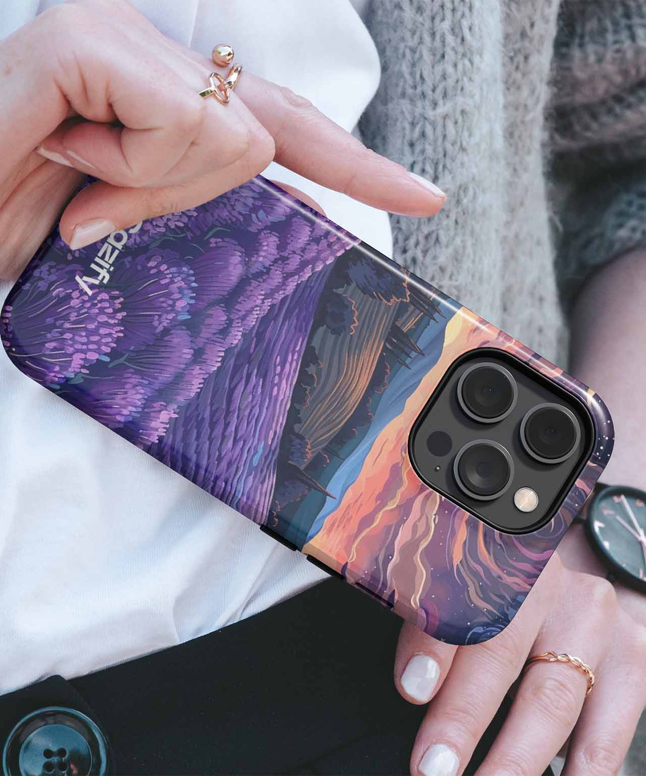 Lavender Dreamy Night Sky Blossoms iPhone case Case Cazify - Delivery Canada