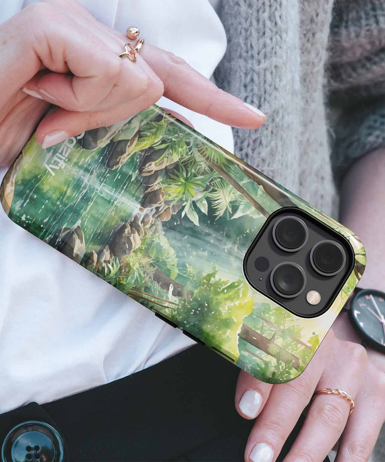 Lively Forest Stream with Sunbeams iPhone case Case Cazify - Delivery Canada