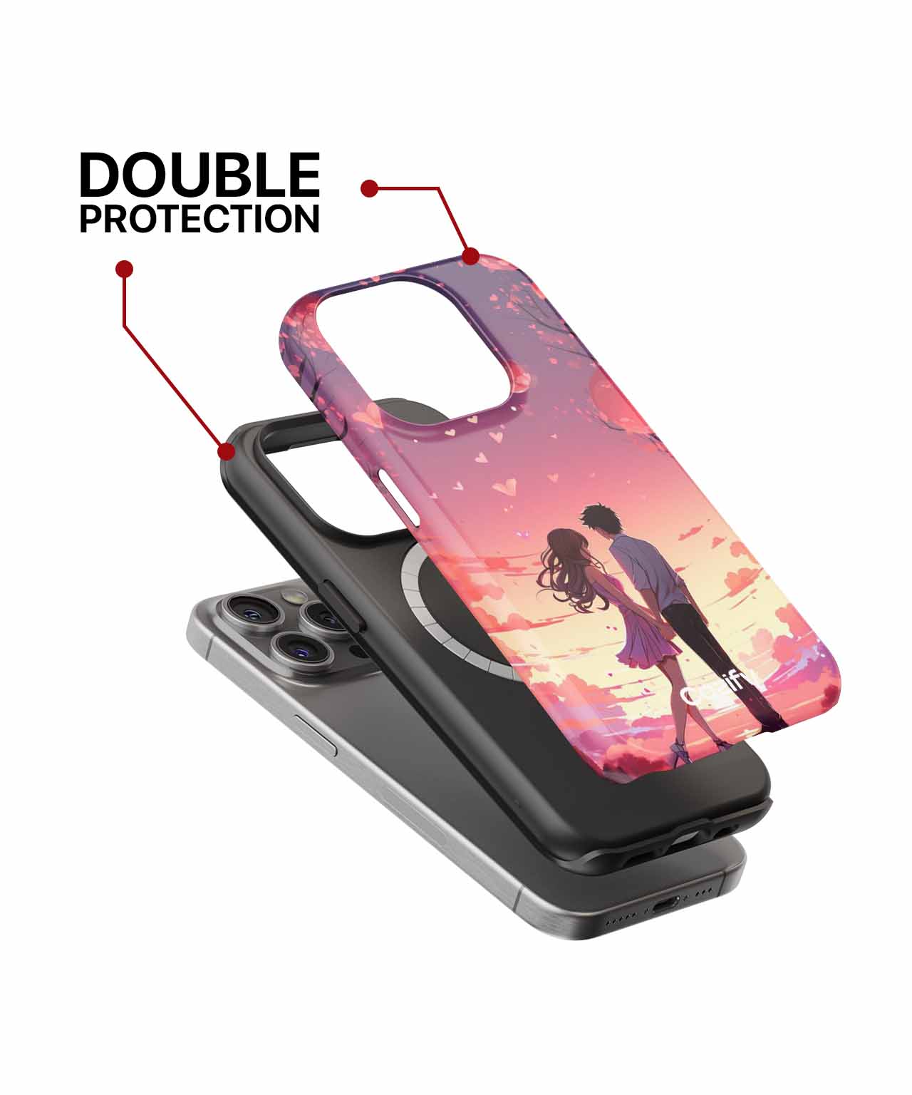 Loving sunset romance with hearts iPhone case Case Cazify - Delivery Canada