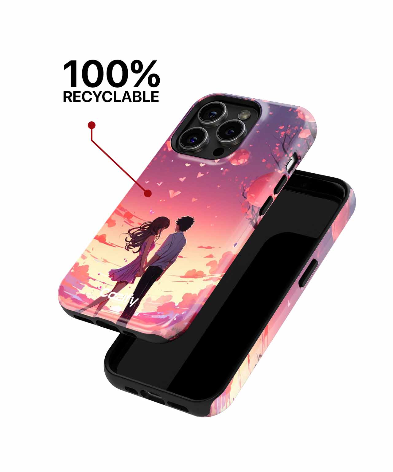 Loving sunset romance with hearts iPhone case Case Cazify - Delivery Canada