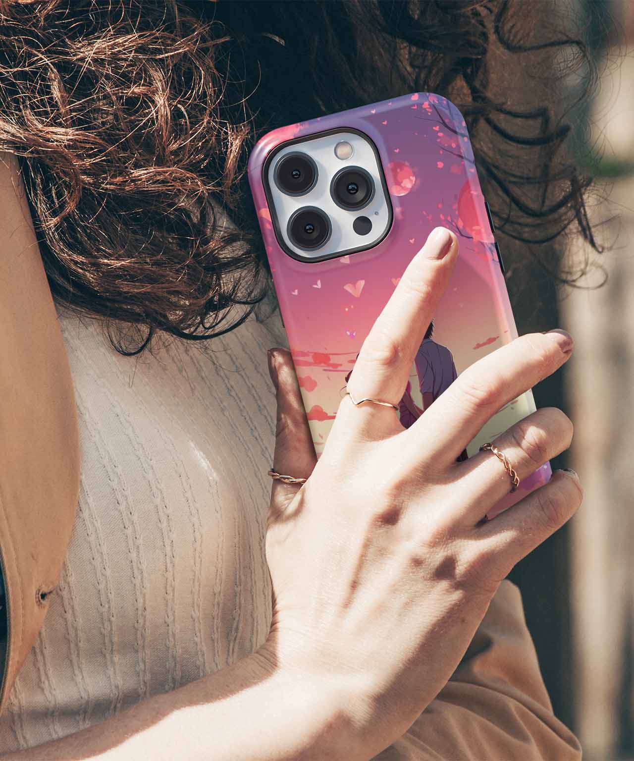 Loving sunset romance with hearts iPhone case Case Cazify - Delivery Canada
