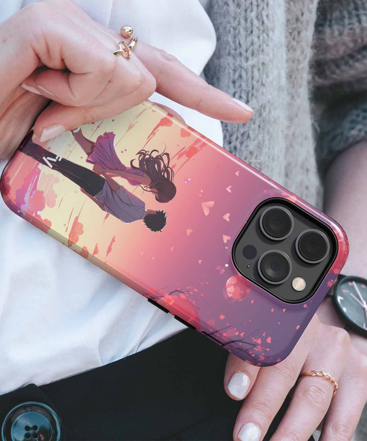 Loving sunset romance with hearts iPhone case Case Cazify - Delivery Canada