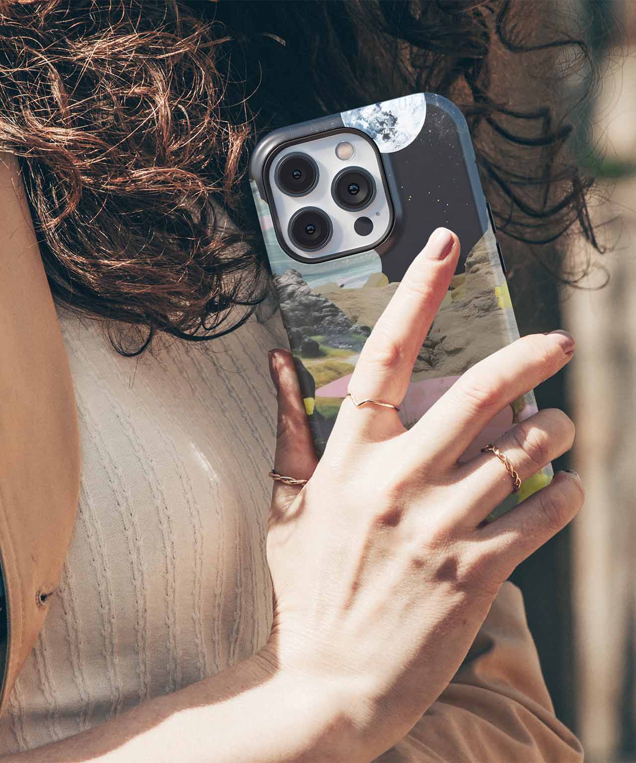 Lunar Adventure Through Floral Paradise iPhone case Case Cazify - Delivery Canada