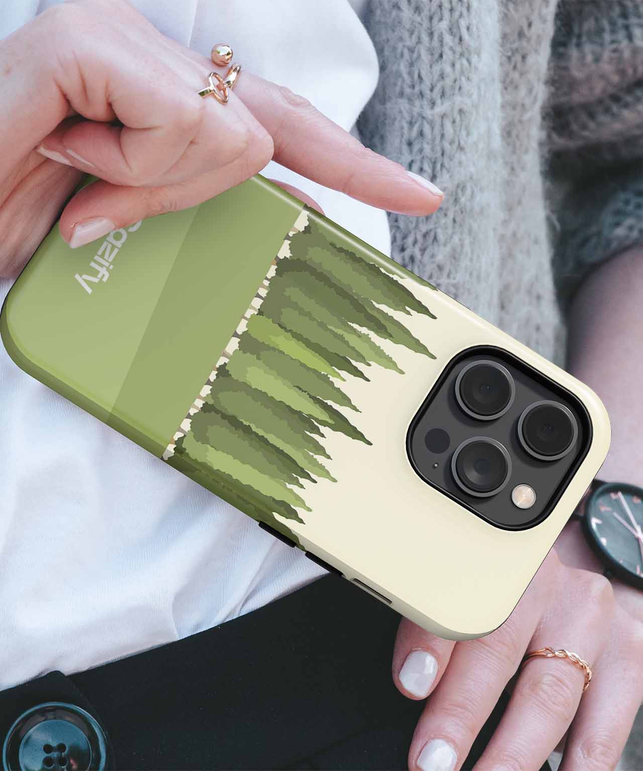 Lush Green Trees in a Serene Row iPhone case Case Cazify - Delivery Canada