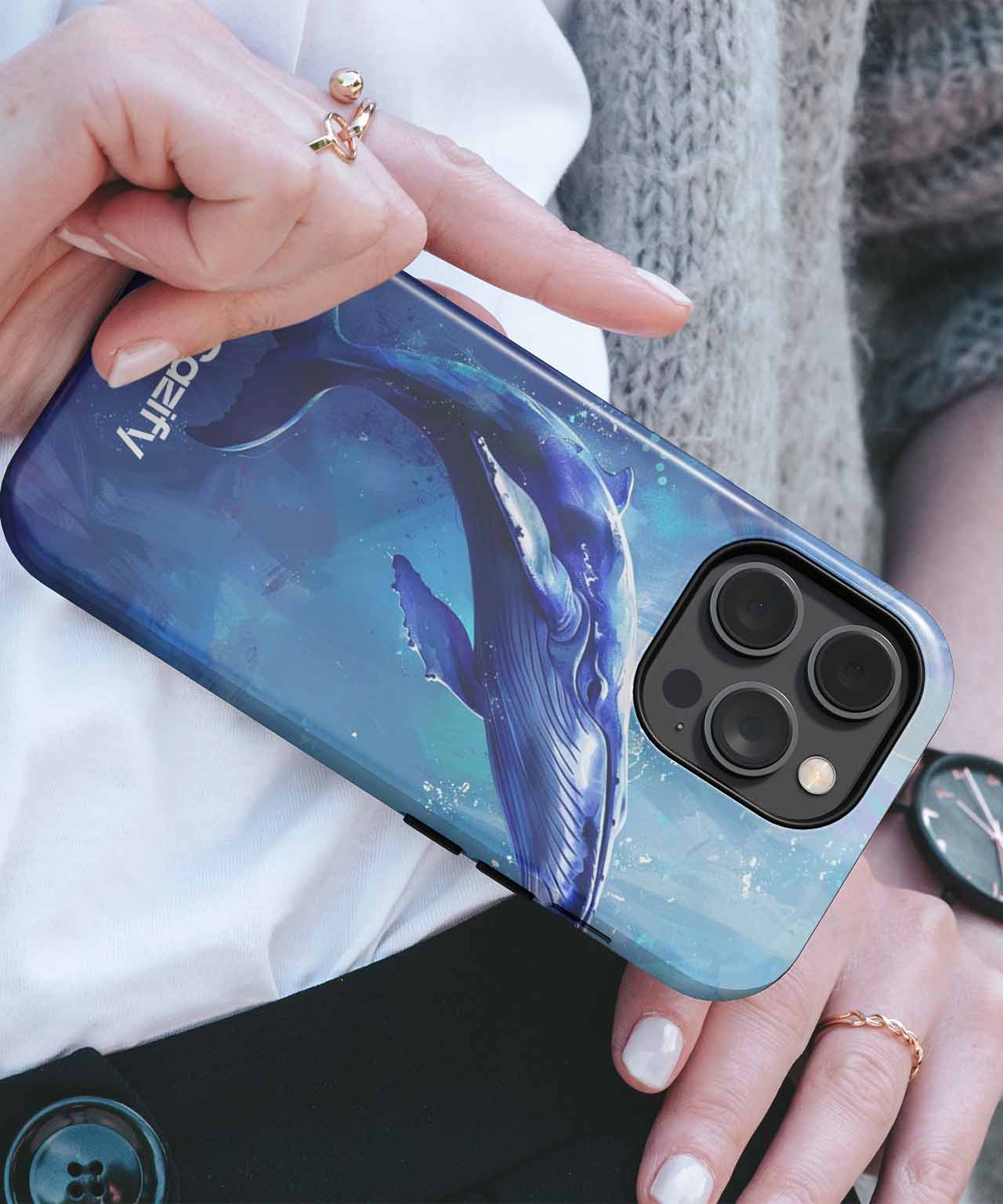 Majestic Blue Whale Swimming Above iPhone case Case Cazify - Delivery Canada