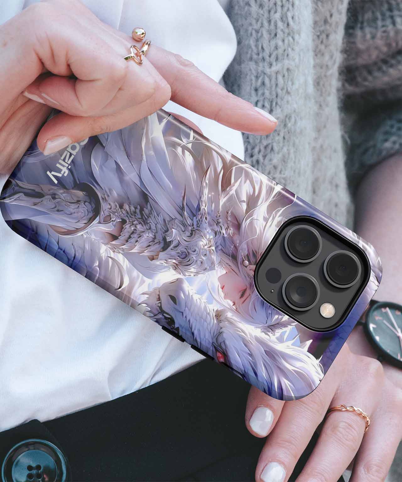 Majestic Ice Dragon and Warrior Maiden iPhone case Case Cazify - Delivery Canada