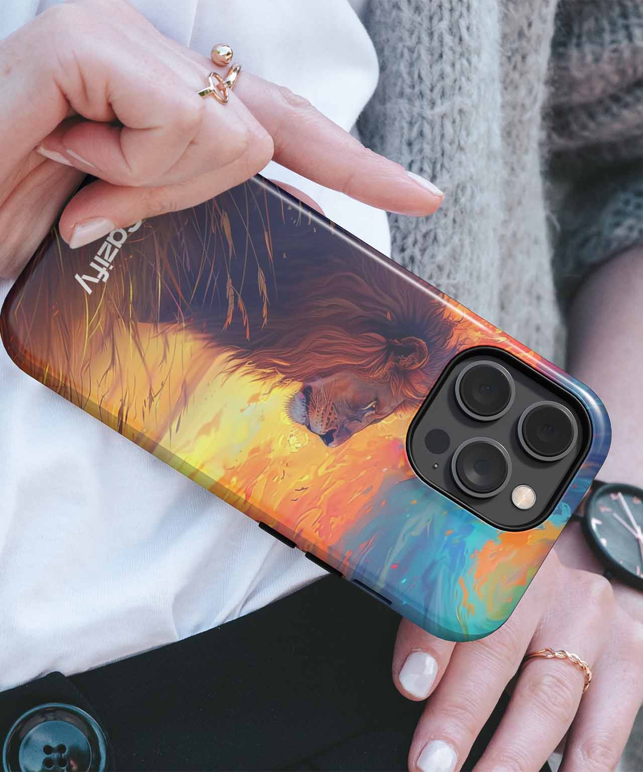 Majestic Lion Under Fiery Sky iPhone case Case Cazify - Delivery Canada