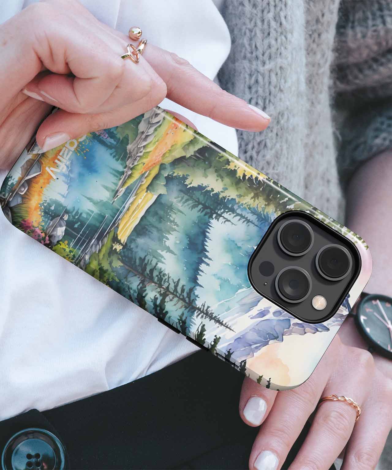 Majestic mountain landscape with serene water iPhone case Case Cazify - Delivery Canada