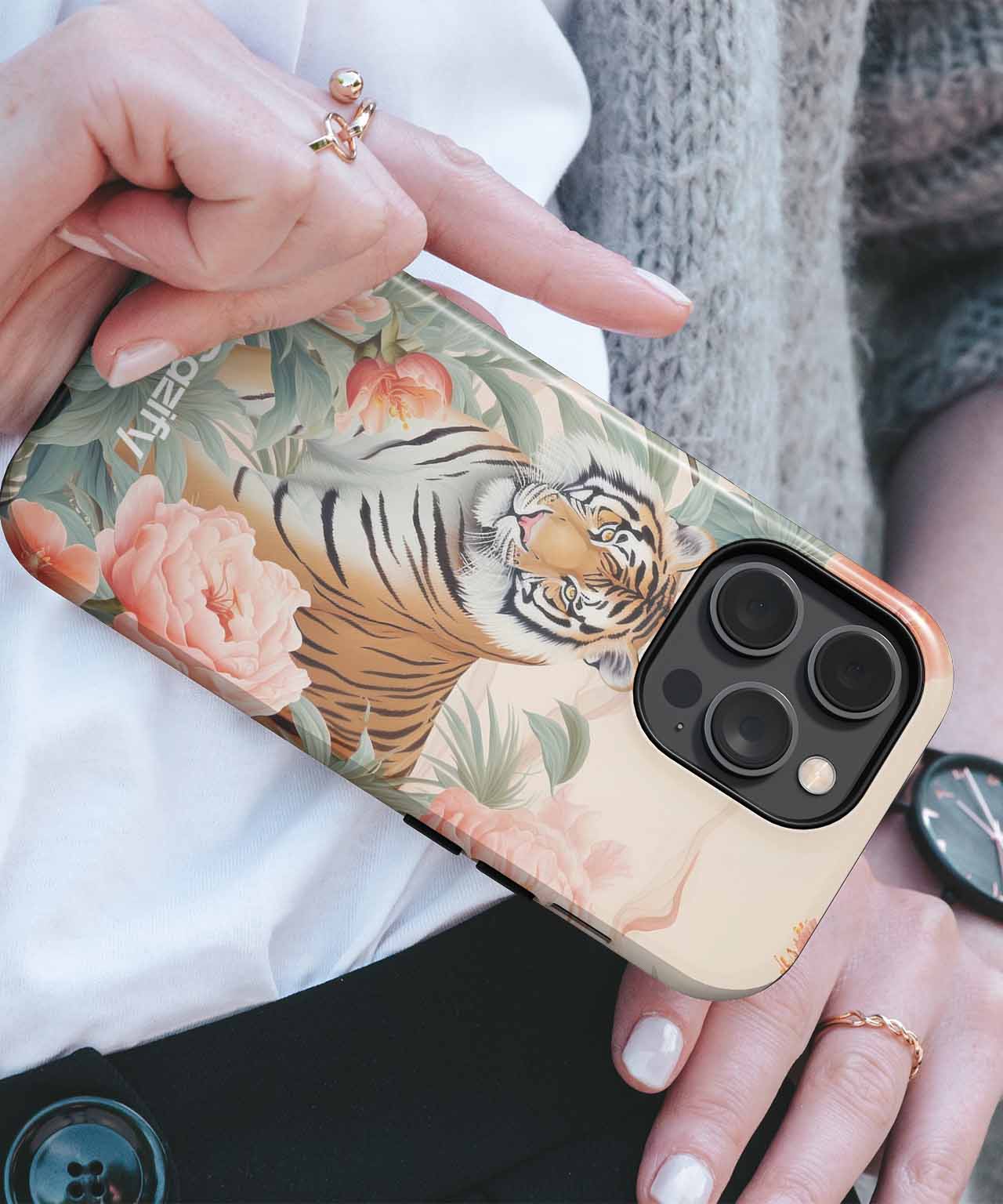 Majestic Tiger in Blooming Paradise iPhone case Case Cazify - Delivery Canada