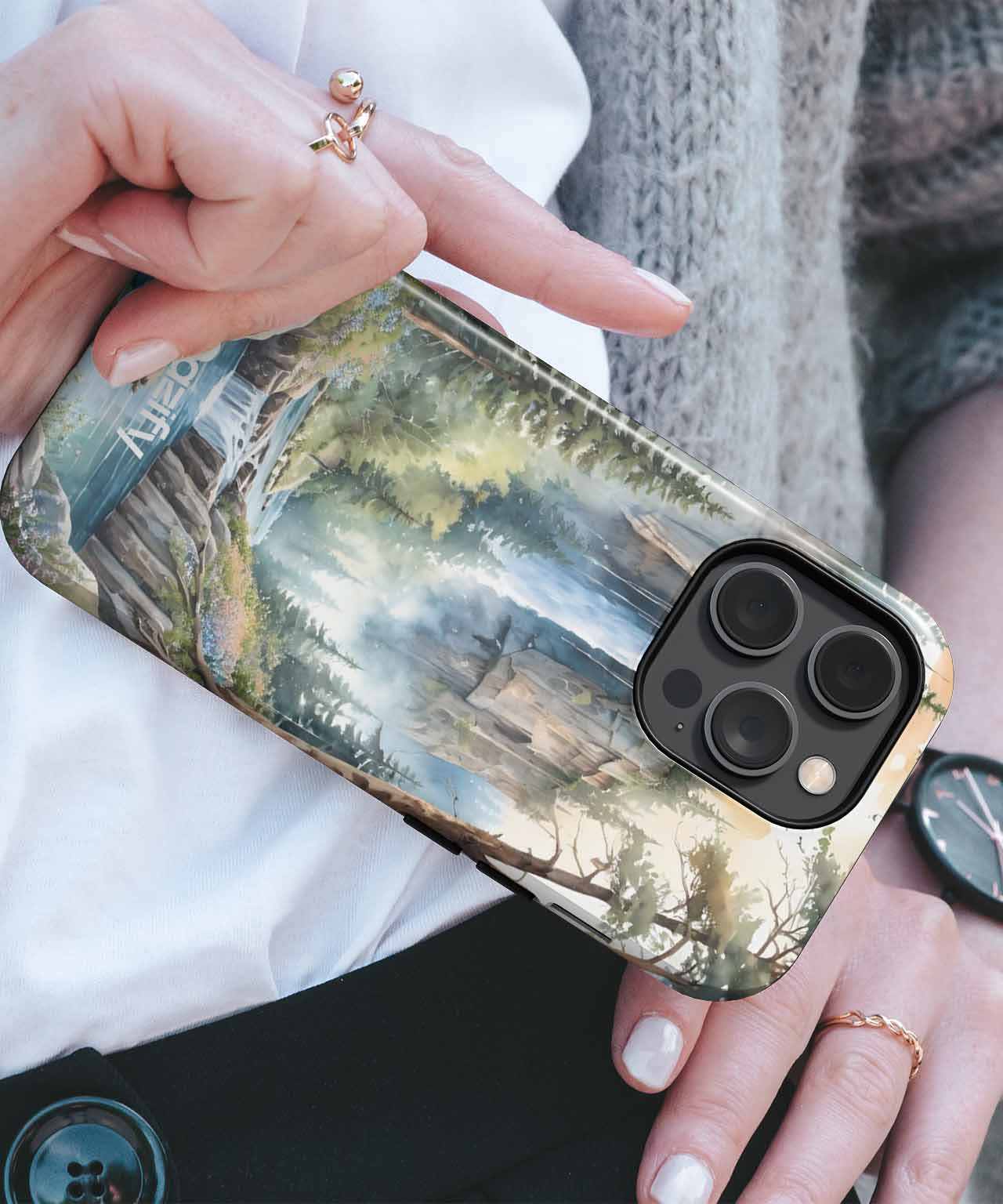 Majestic Waterfall in a Forest Wonderland iPhone case Case Cazify - Delivery Canada