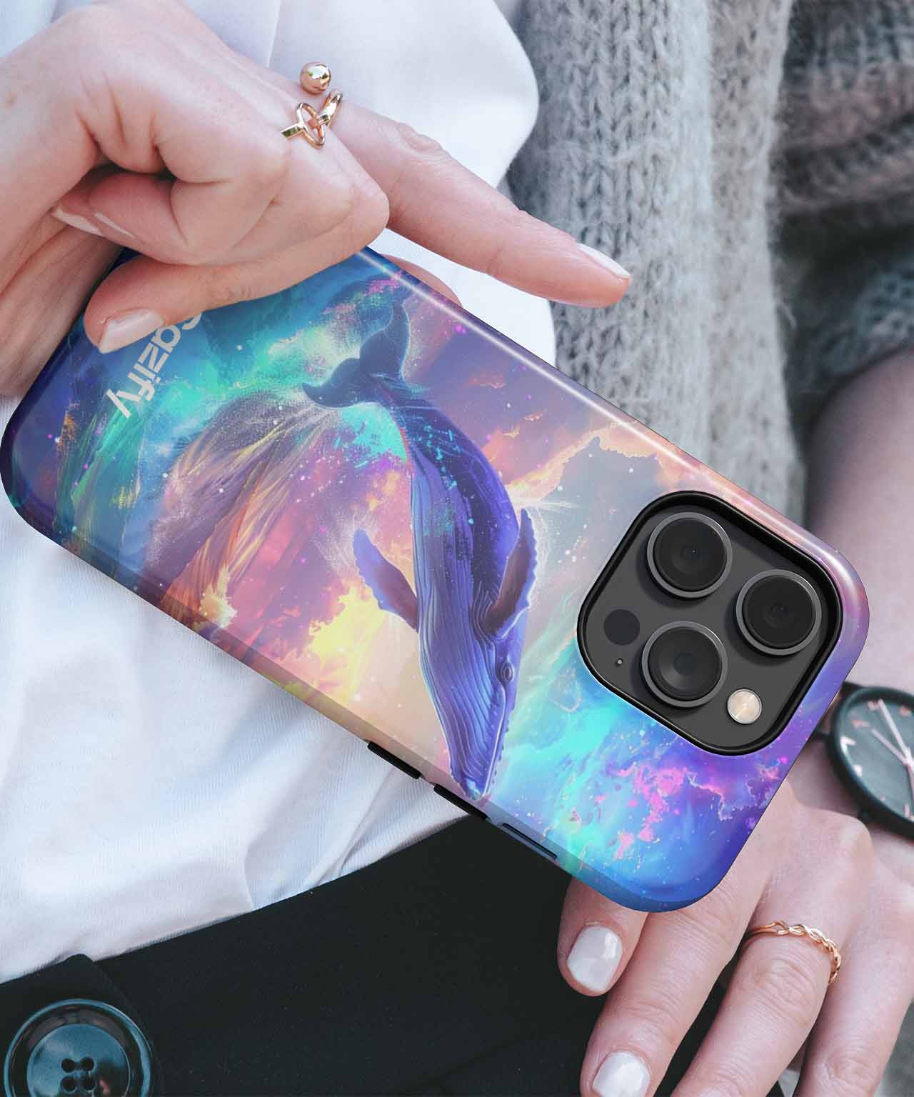 Majestic Whale Leaping Through Colorful Cosmos iPhone case Case Cazify - Delivery Canada
