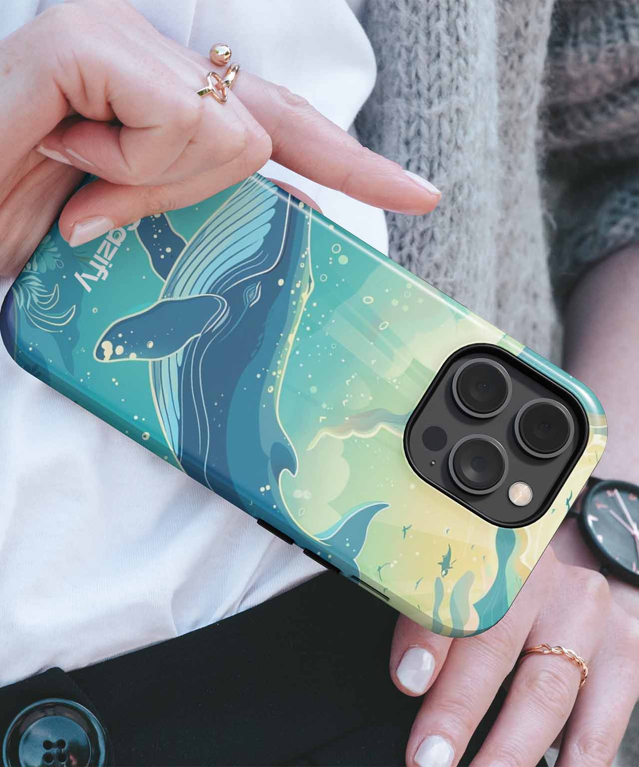 Majestic Whale Swimming Through Blue Waters iPhone case Case Cazify - Delivery Canada