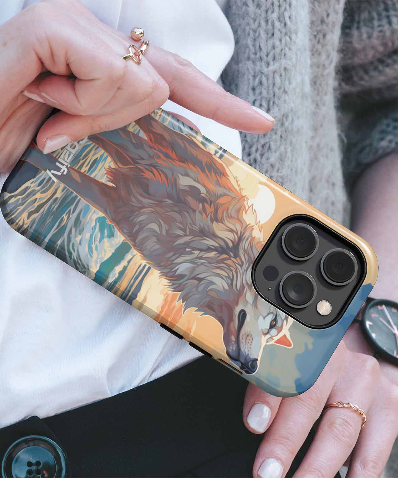 Majestic Wolf Enjoying Sunset Serenity iPhone case Case Cazify - Delivery Canada