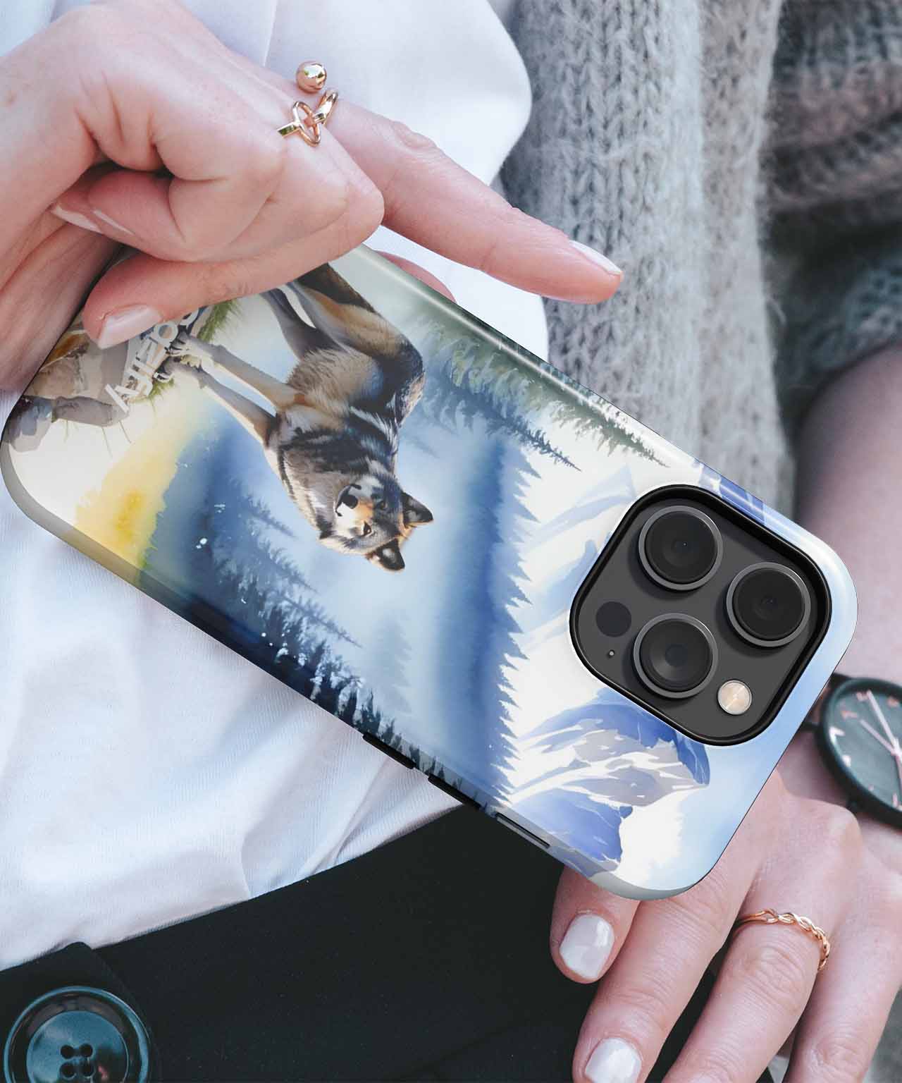 Majestic Wolf in a Scenic Mountain Landscape iPhone case Case Cazify - Delivery Canada