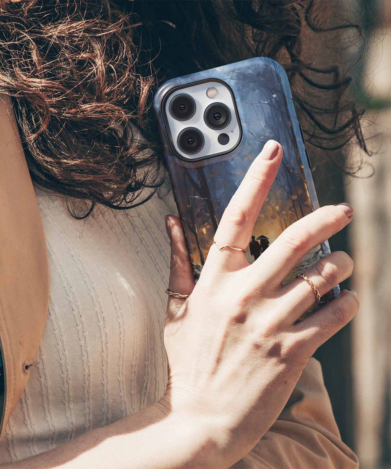 Melancholic Moonlit Stroll with Lovebirds iPhone case Case Cazify - Delivery Canada