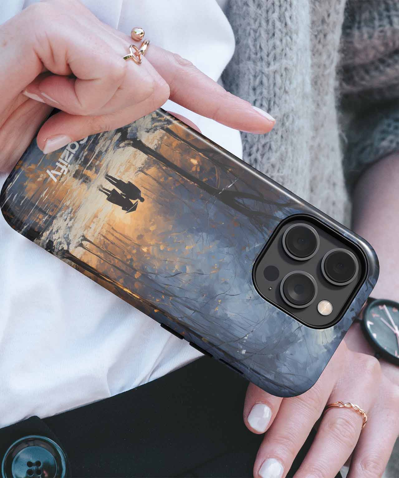 Melancholic Moonlit Stroll with Lovebirds iPhone case Case Cazify - Delivery Canada