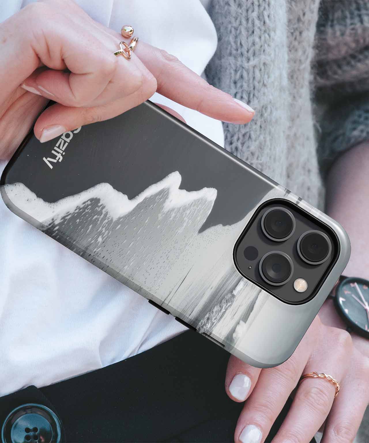 Melancholic Ocean Whisper on Black Sand iPhone case Case Cazify - Delivery Canada