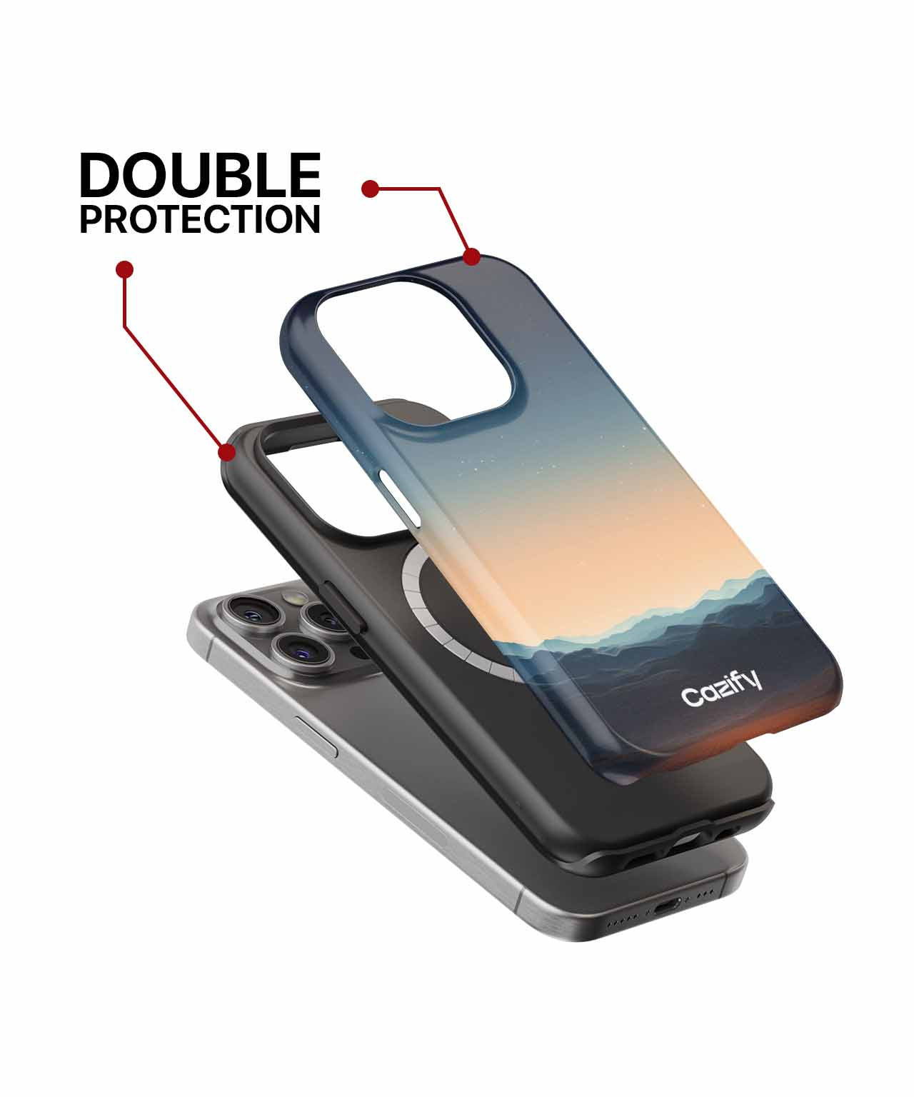 Cazify Canada - Gradient sunset mountain phone case with black inner layer for dual protection on iPhone.