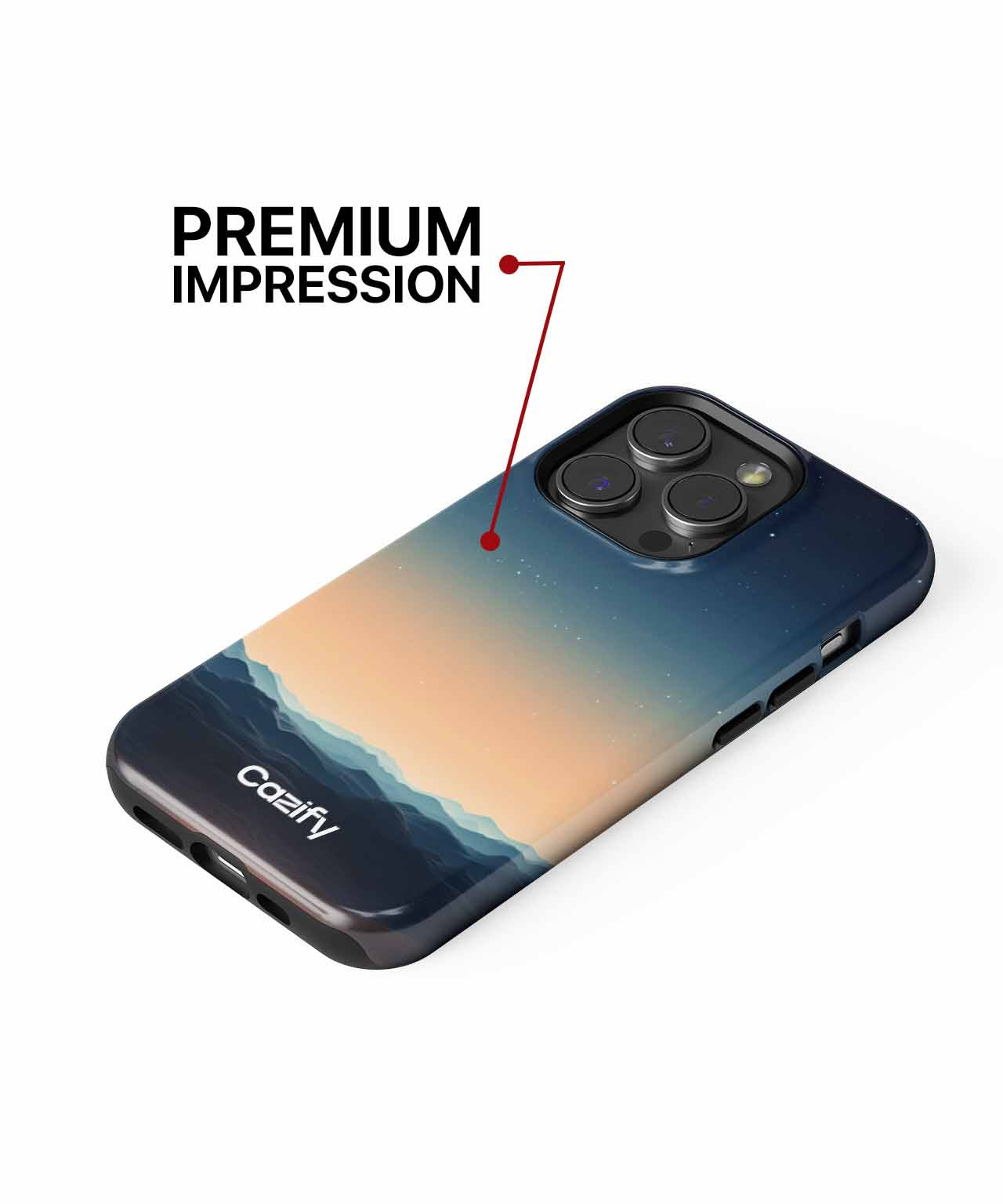 Cazify Canada - IPhone case with gradient blue and peach mountain landscape design and premium finish.
