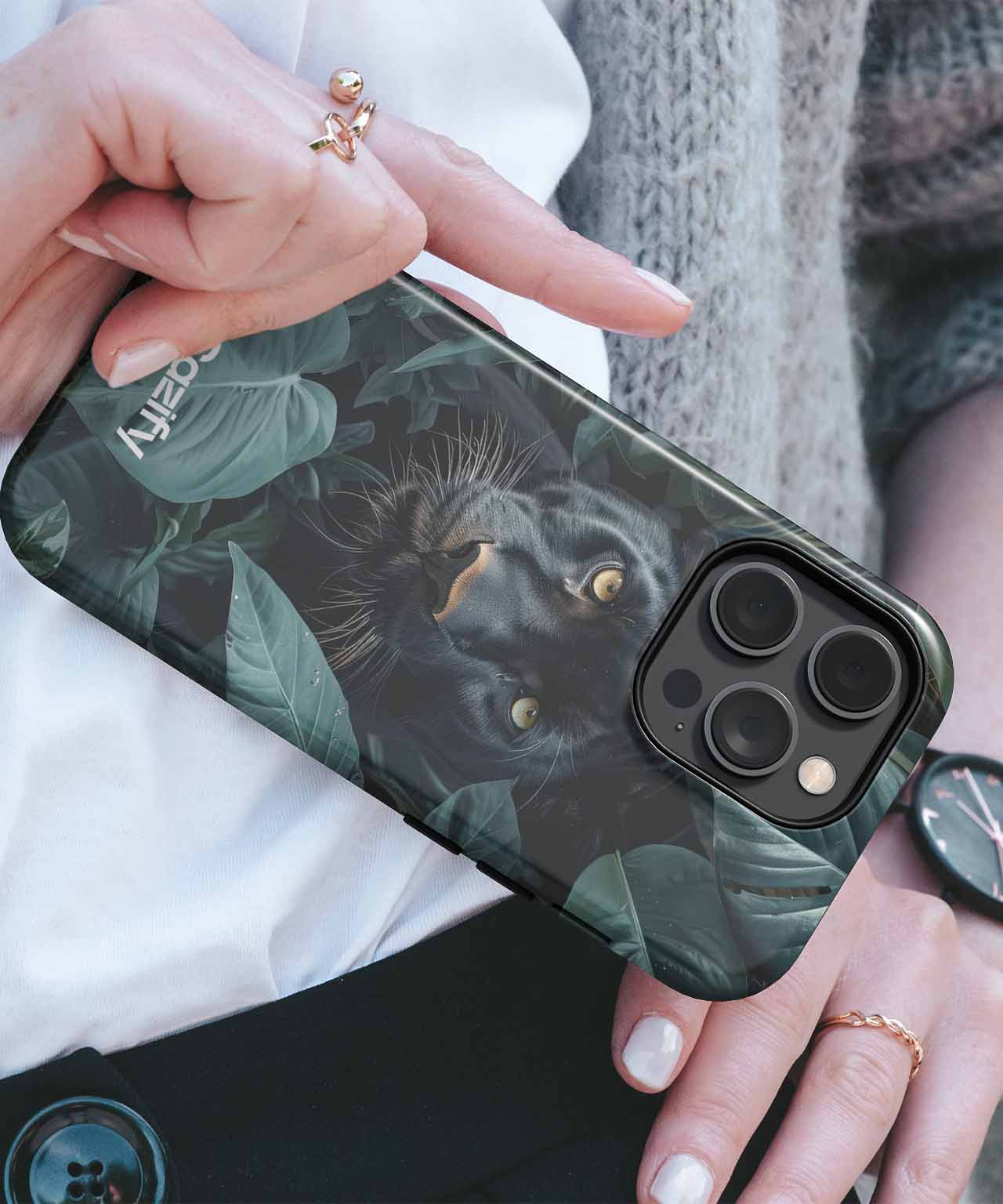 Mysterious Panther Hiding in Jungle Leaves iPhone case Case Cazify - Delivery Canada