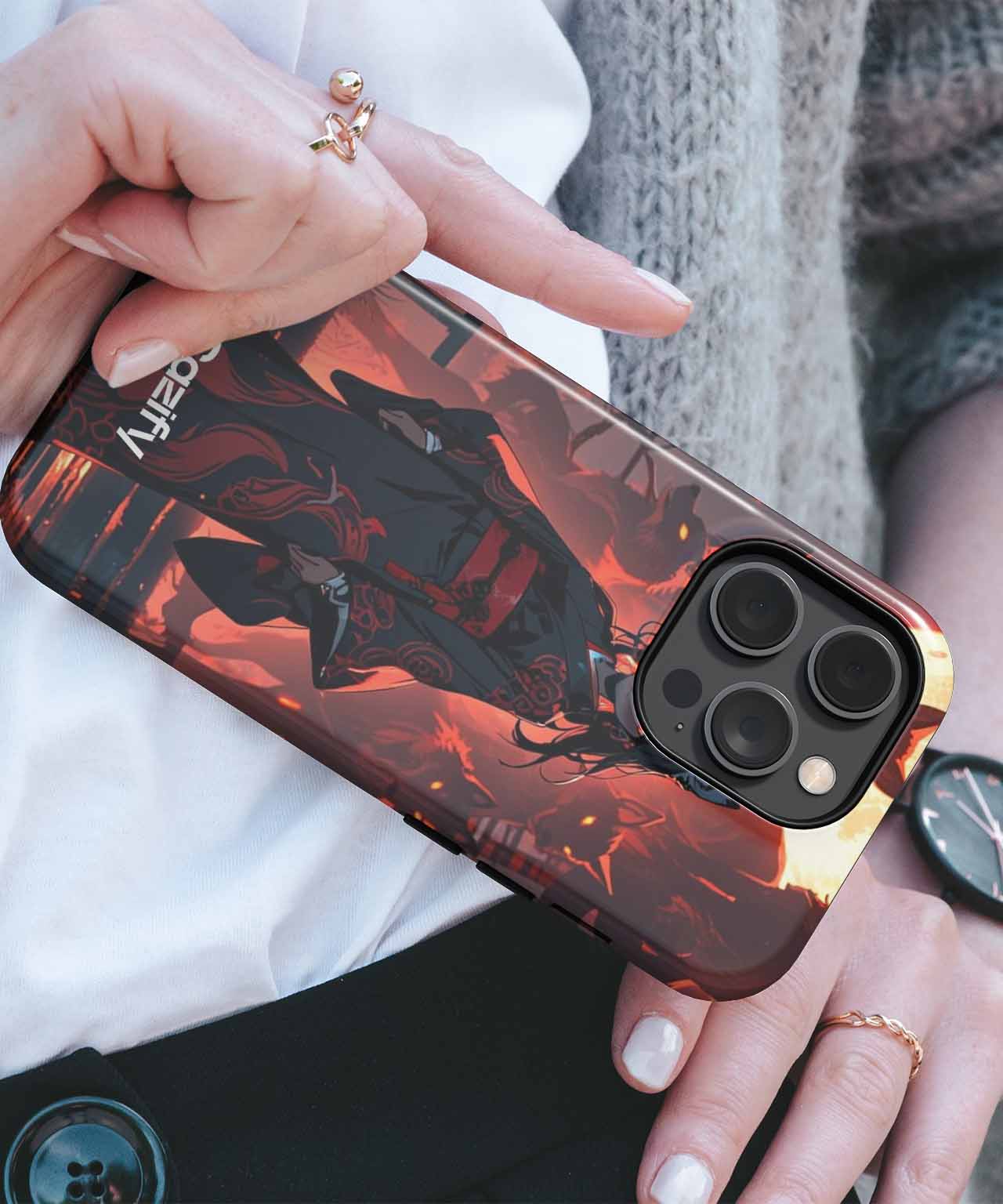 Mystical Moonlit Samurai with Wolves iPhone case Case Cazify - Delivery Canada