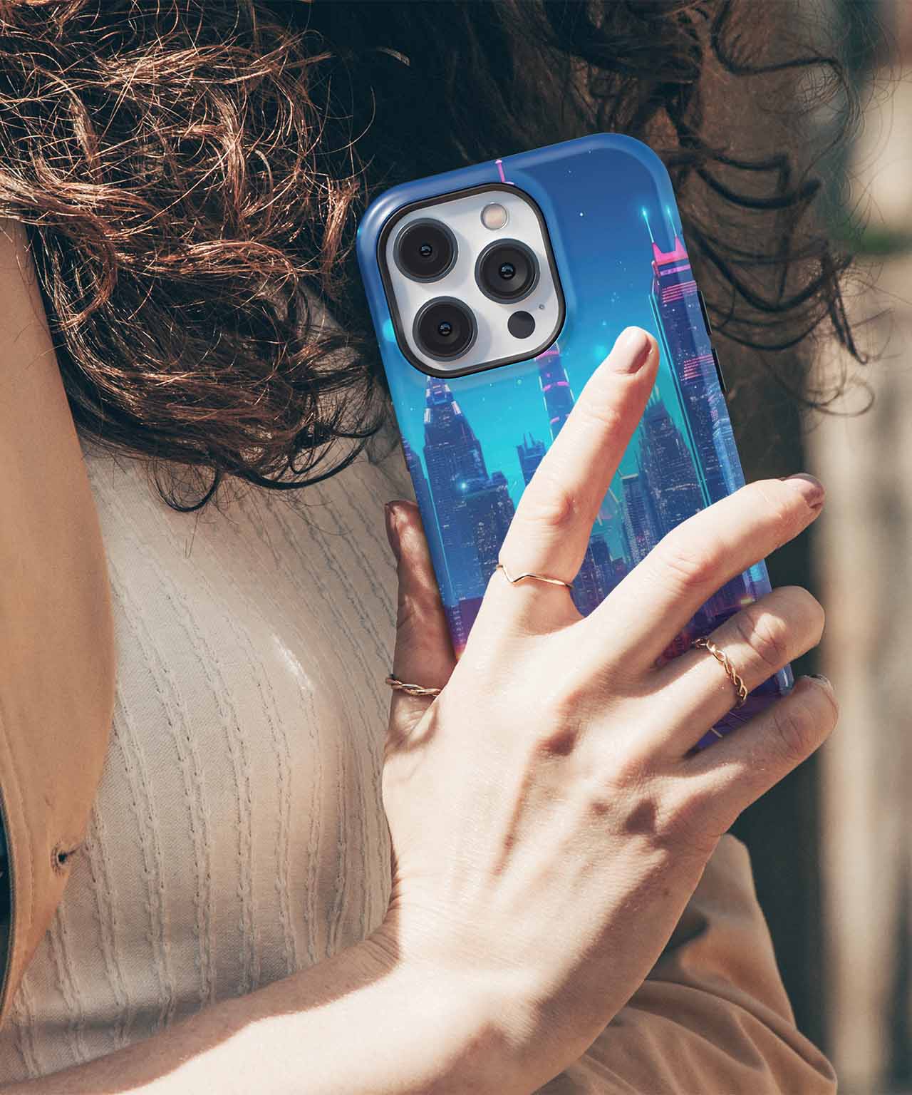 Neon Dreams of a Futuristic City iPhone case Case Cazify - Delivery Canada