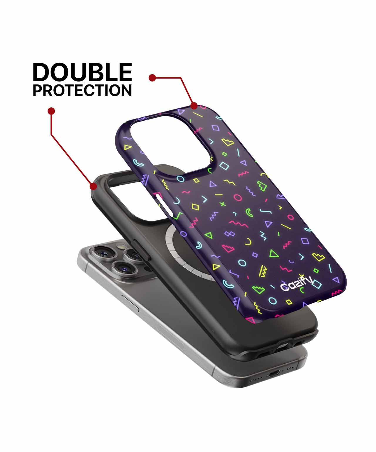Neon Shapes Dancing in the Dark iPhone case Case Cazify - Delivery Canada