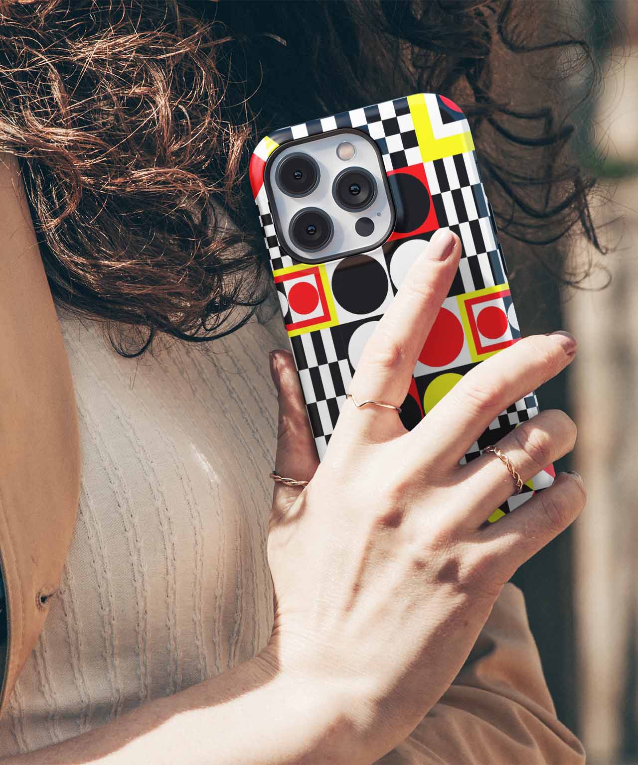 Playful Bold Shapes Dancing Together iPhone case Case Cazify - Delivery Canada